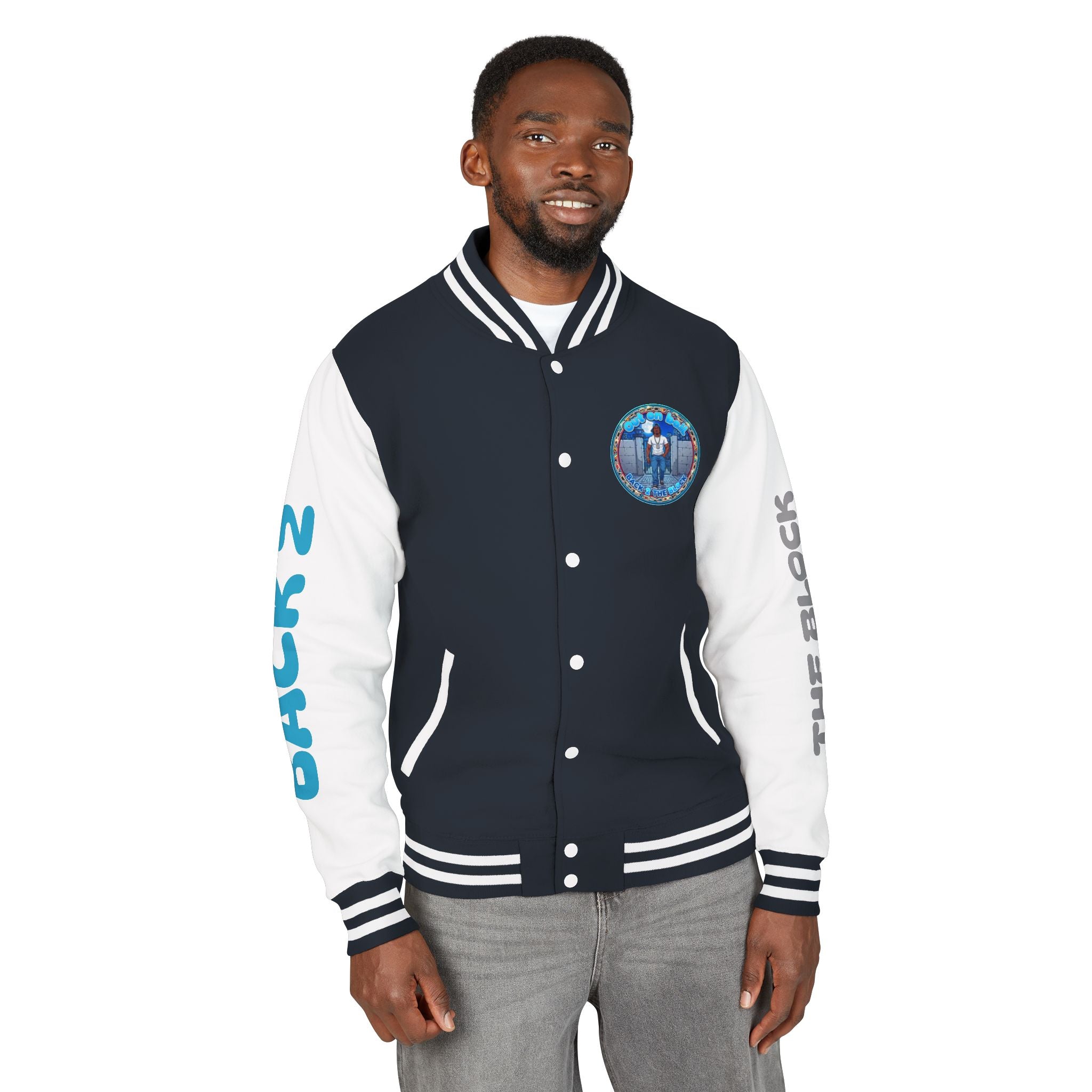 Letterman Jacket — 'Back 2 The Block' Retro Streetwear Patch Jacket