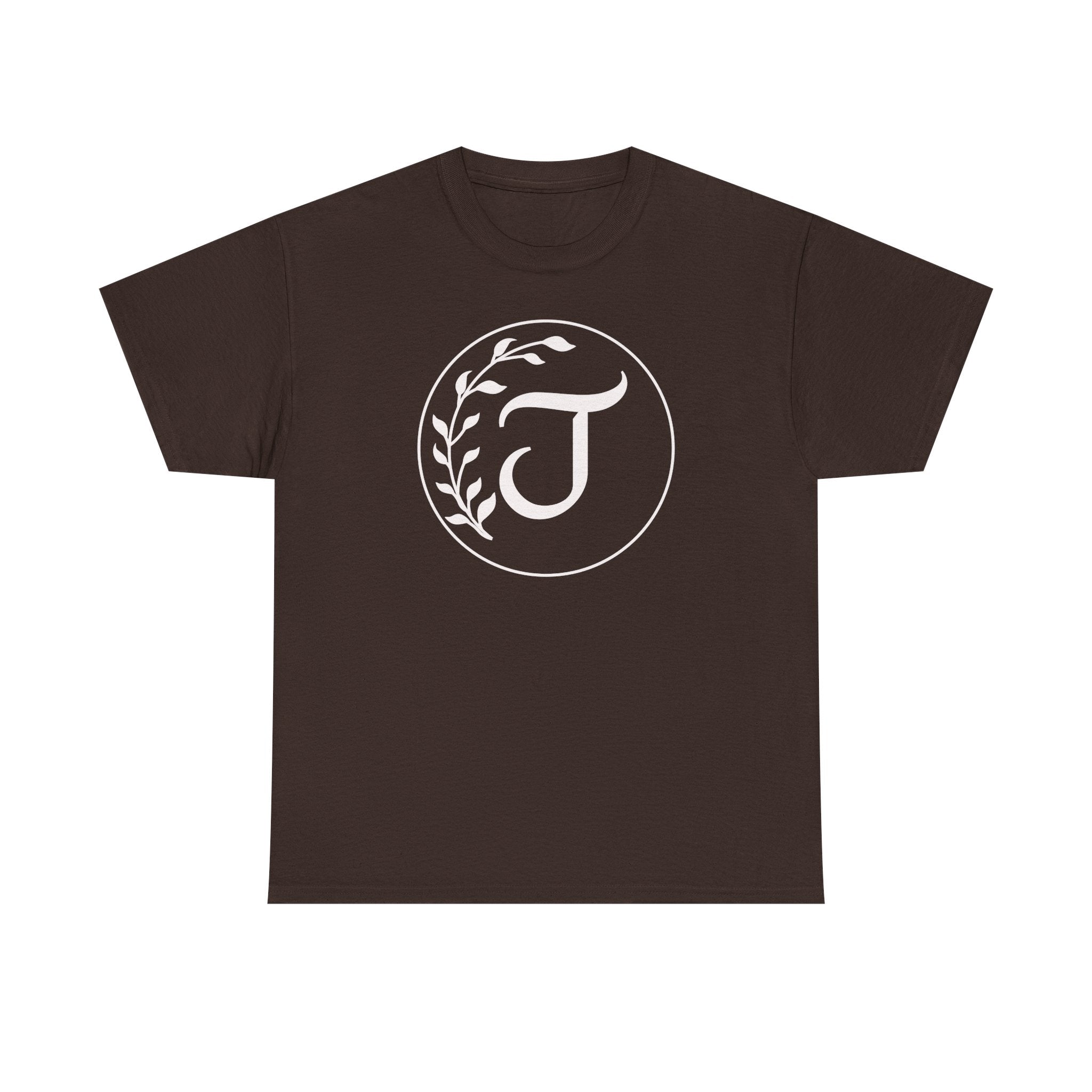 White Tee with Subtle "Floral J " Jesus Christ "— Minimalist Japanese Character T-Shirt