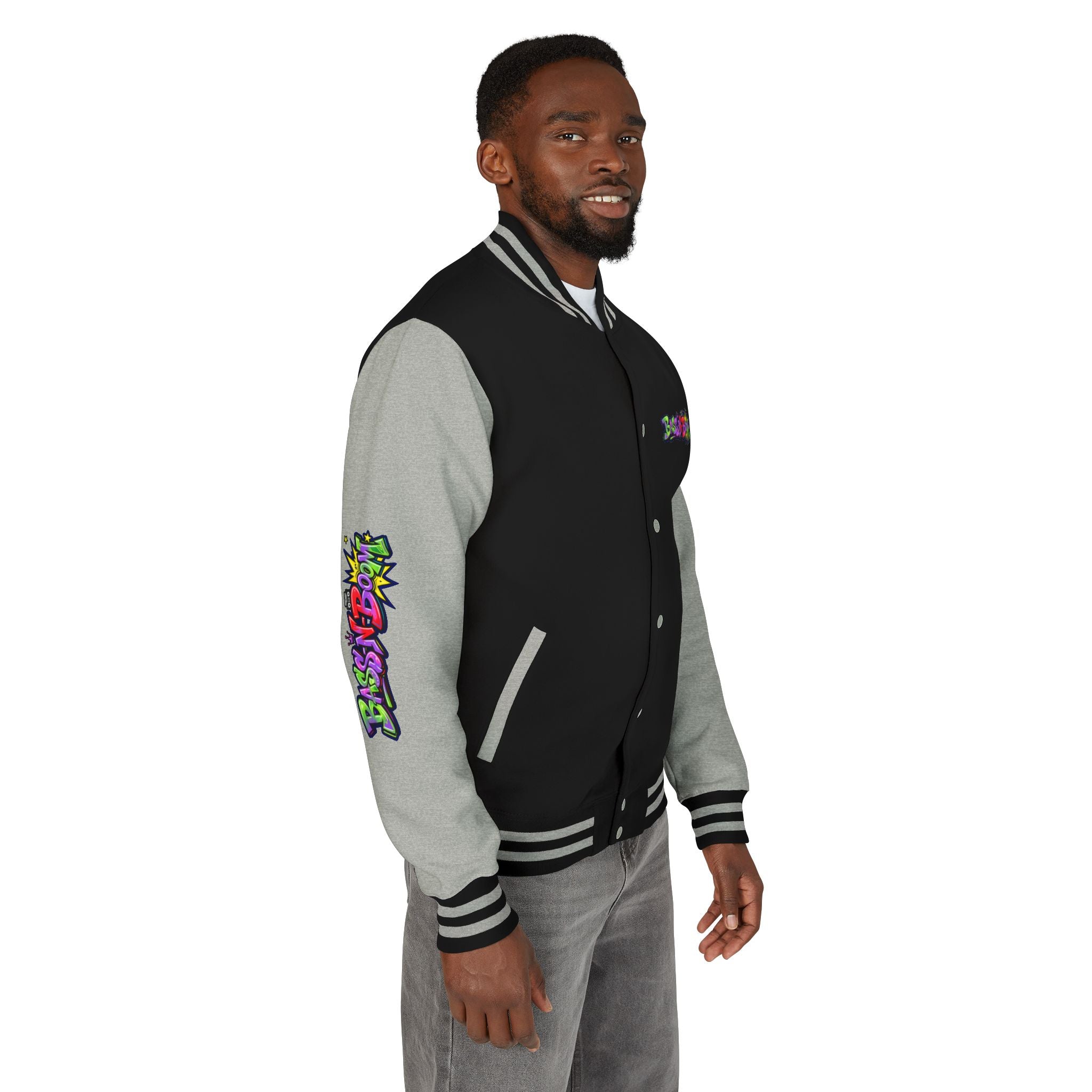 Letterman Jacket — 'Bass N Boom' Graffiti Bomber