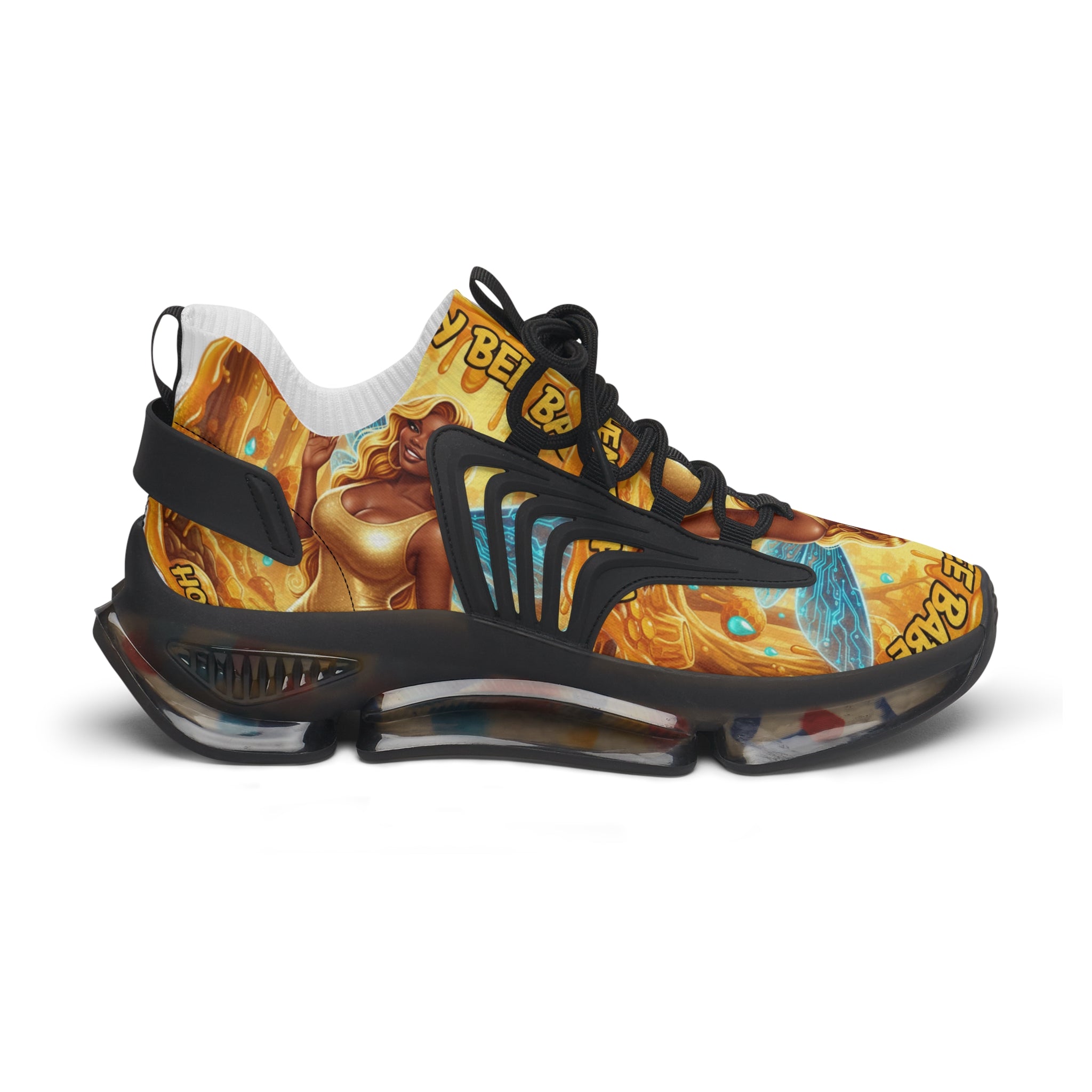 Women's Mesh Sneakers —"Honey Bee Bae" Golden Bee Fairy Graphic Athletic Shoes