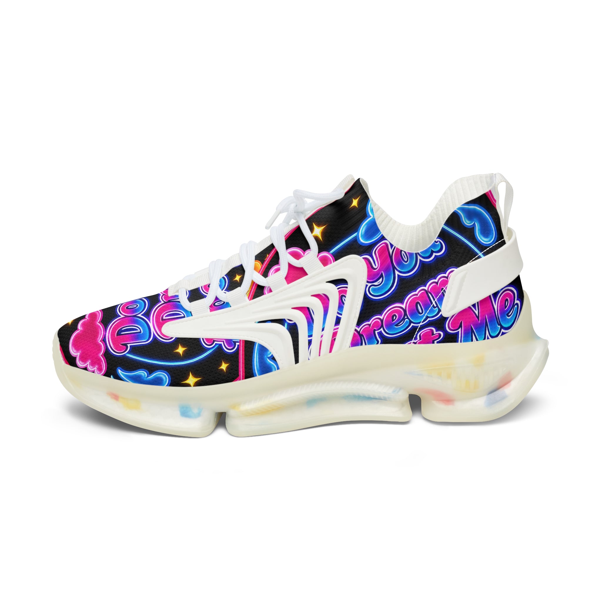 Mesh Sneakers — Neon Dream Graphic Women's Athletic Shoes