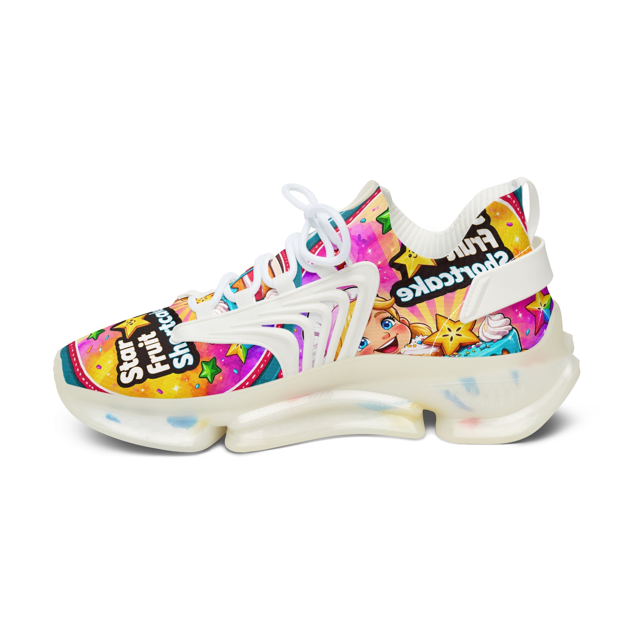 Mesh Sneakers — Colorful 'Star Fruit Shortcake' Anime Runner for Women