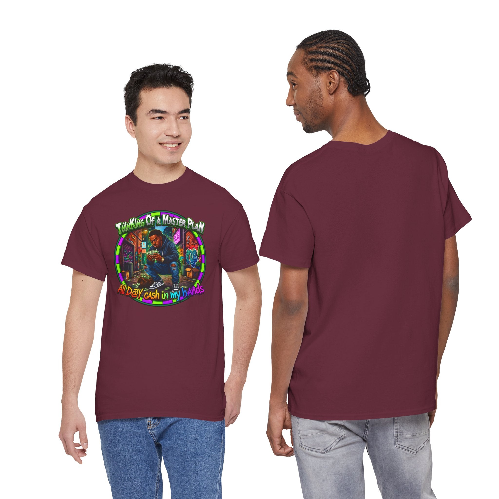 T-Shirt — "Thinking of a Master Plan" Colorful Retro Hip-Hop Graphic Tee