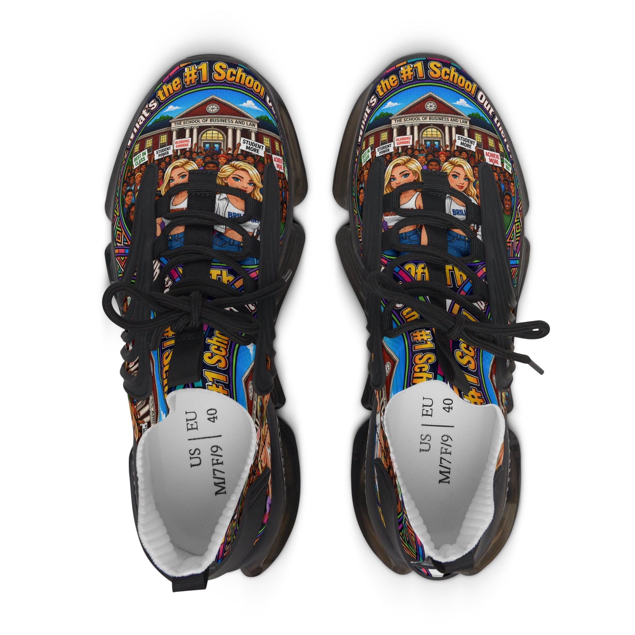 Women's Mesh Sneakers — Colorful Retro School Girl Graphic Athletic Shoes