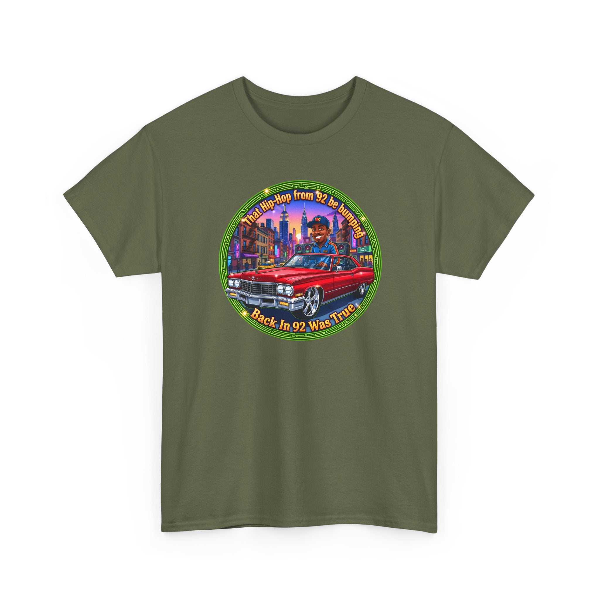 Vintage Red Convertible T-Shirt – “That Hip-hop From 92 Be Bumping" Retro City Cruise Tee