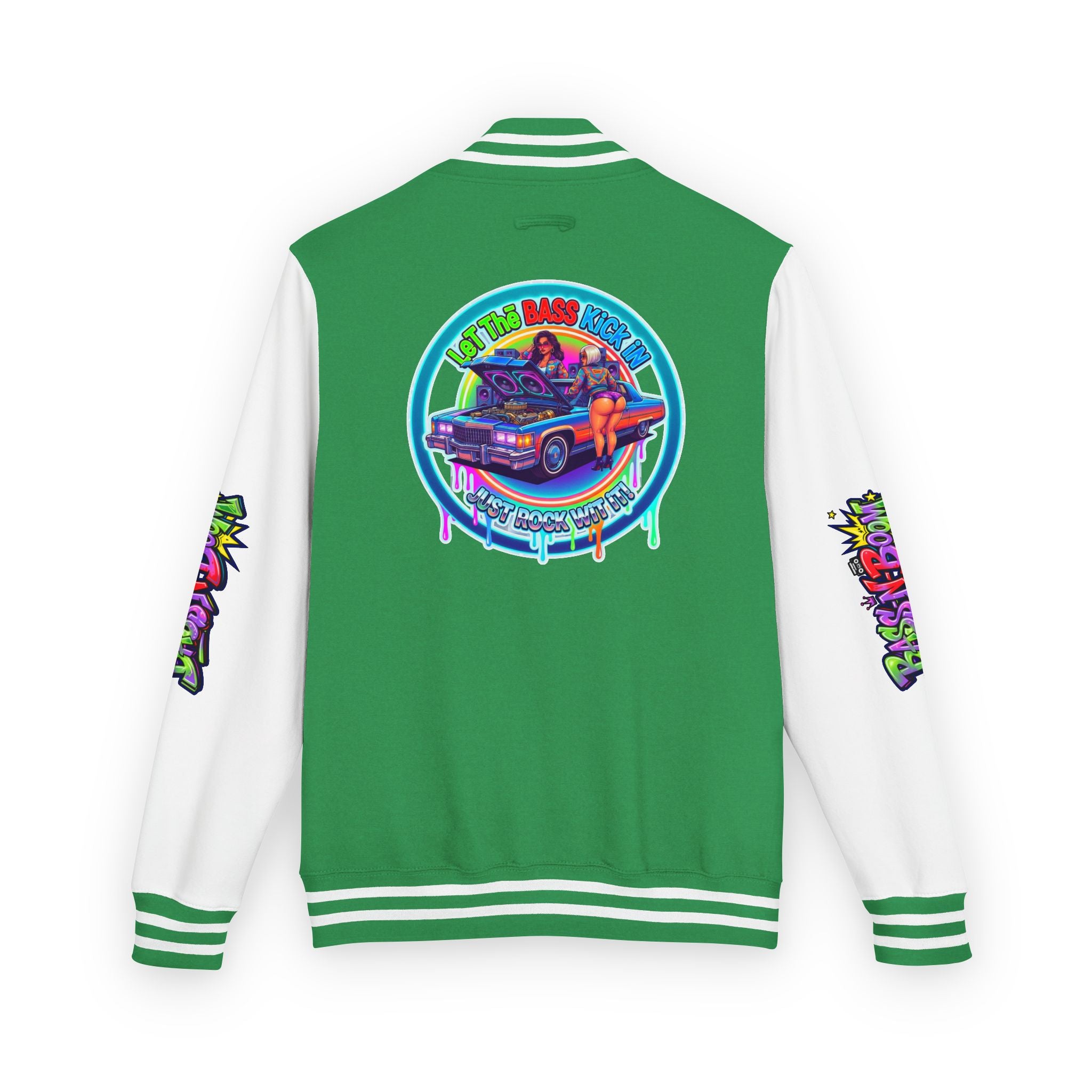 Letterman Jacket — ' Let The Bass Kick In' Retro Lowrider Crew Graphic