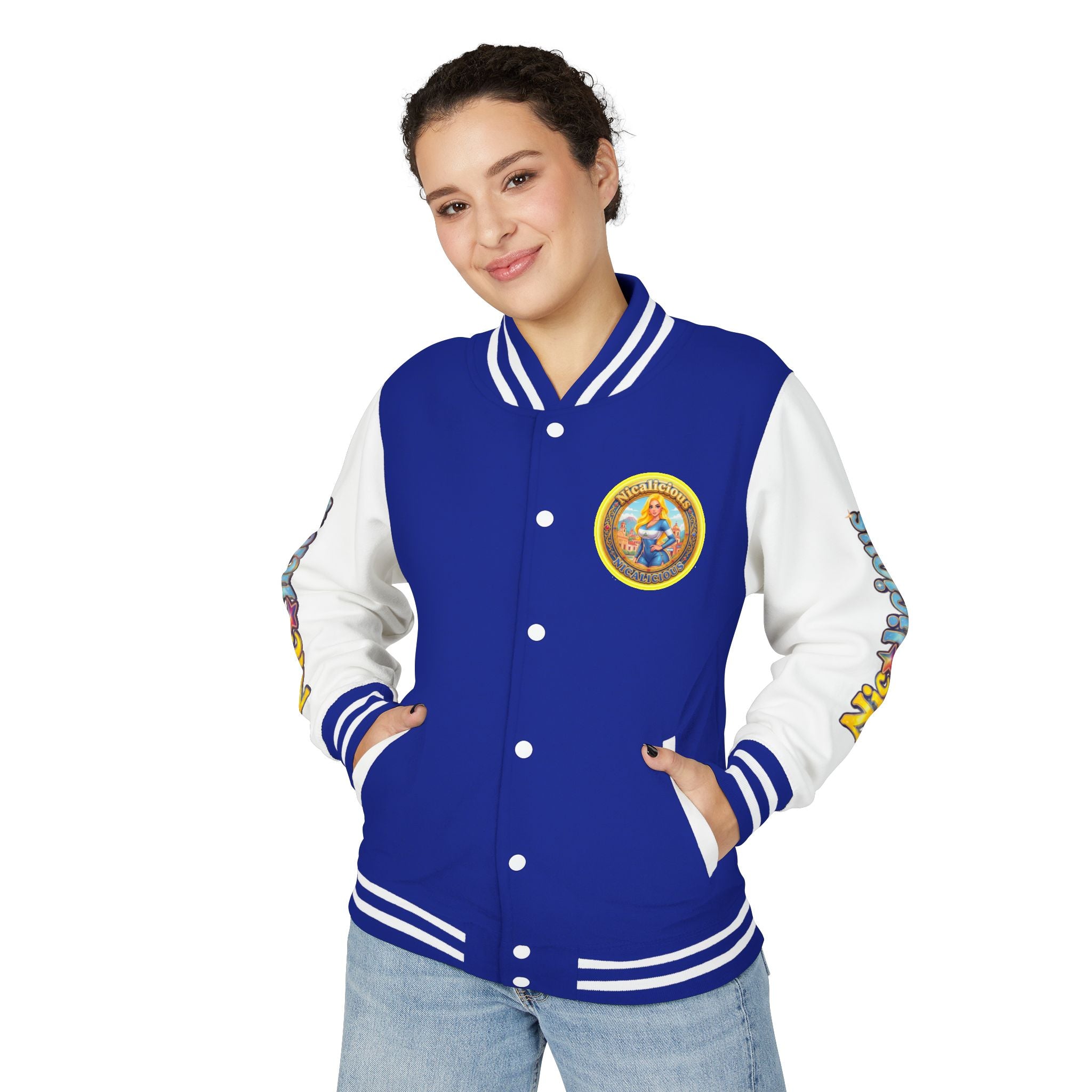 Letterman Jacket — 'Nicalicious' Retro Pinup Logo Varsity Jacket