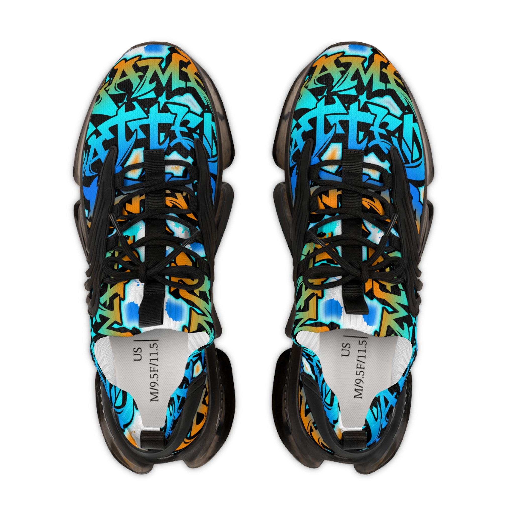 Mesh Sneakers —" Gamer Tatted Foreva" Graffiti Streetwear Athletic Shoes for Men