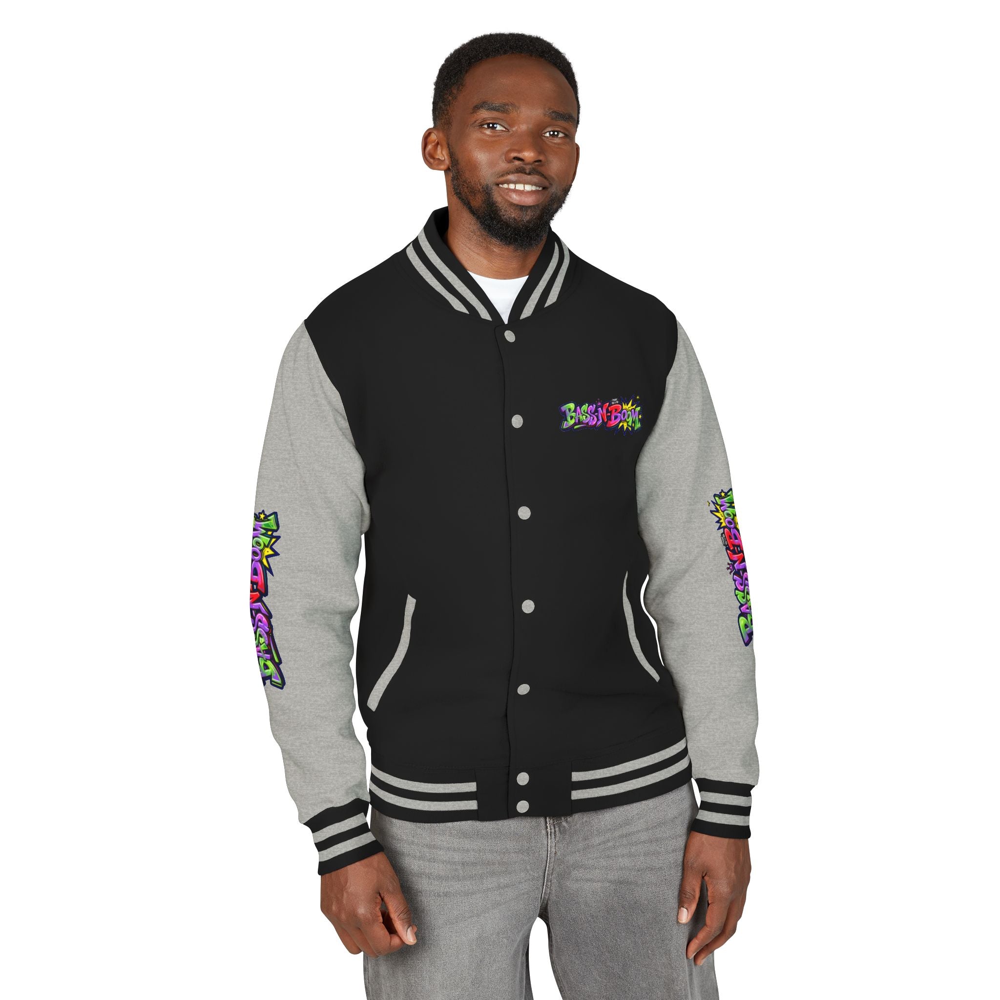 Letterman Jacket — 'Bass N Boom' Graffiti Bomber