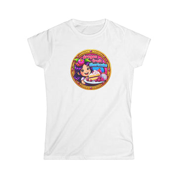 Women’s T‑Shirt — Cute Retro Girl with "Dragon Fruit Shortcake ” Graphic