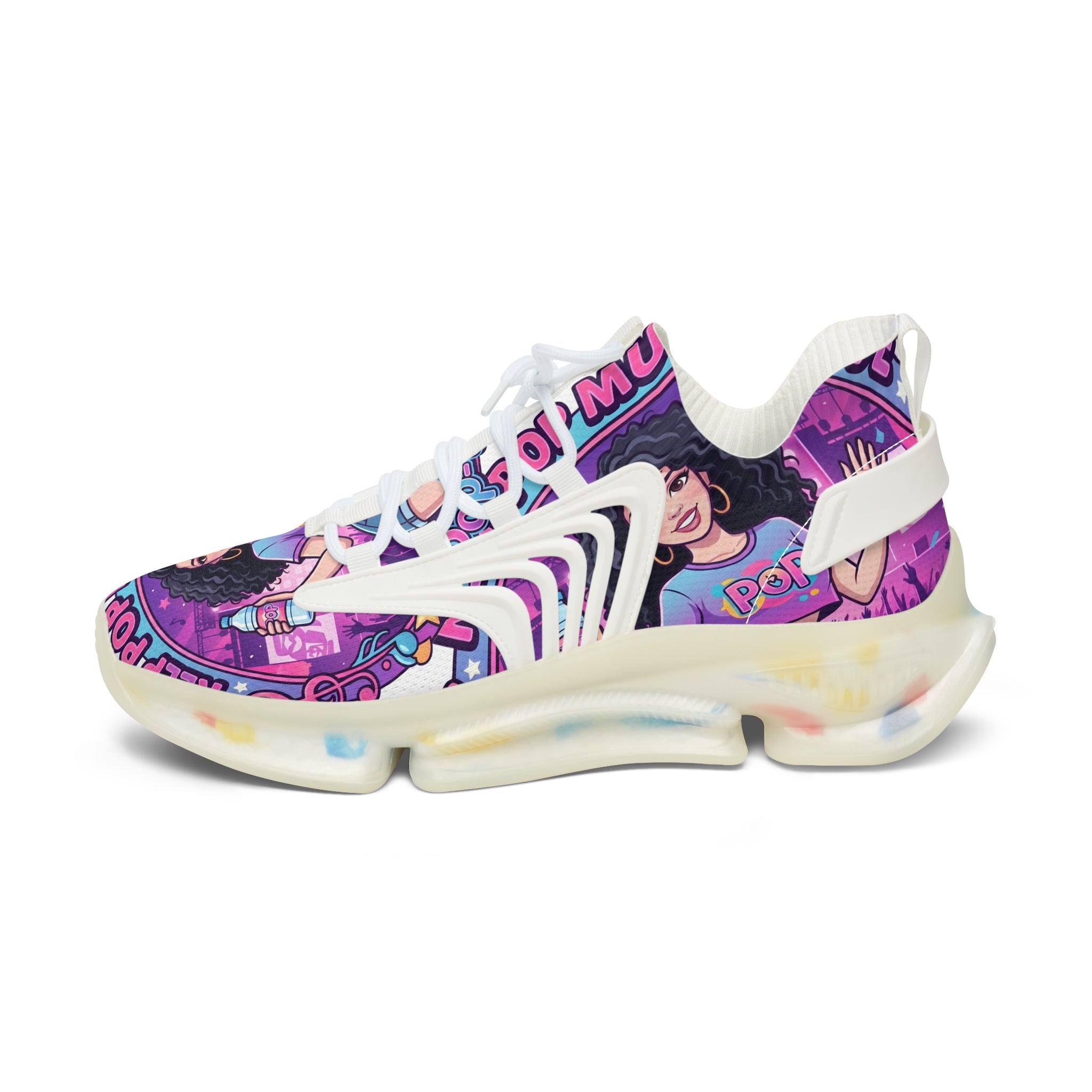 Women’s Mesh Sneakers — "Keep Pop Music Alive" Colorful Pop  Graphic Athletic Shoes