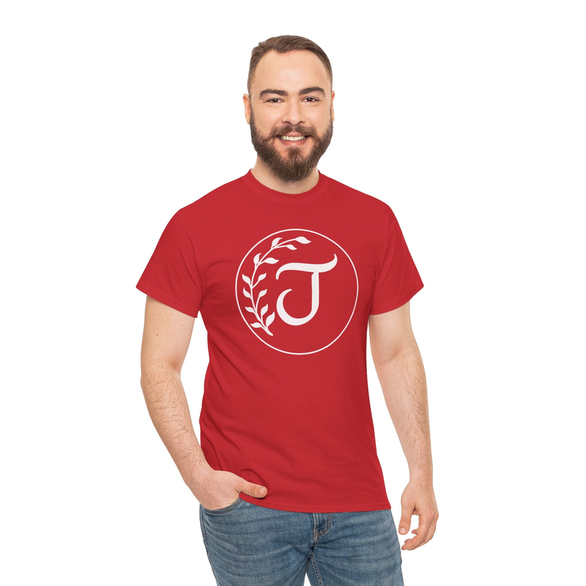 White Tee with Subtle "Floral J " Jesus Christ "— Minimalist Japanese Character T-Shirt