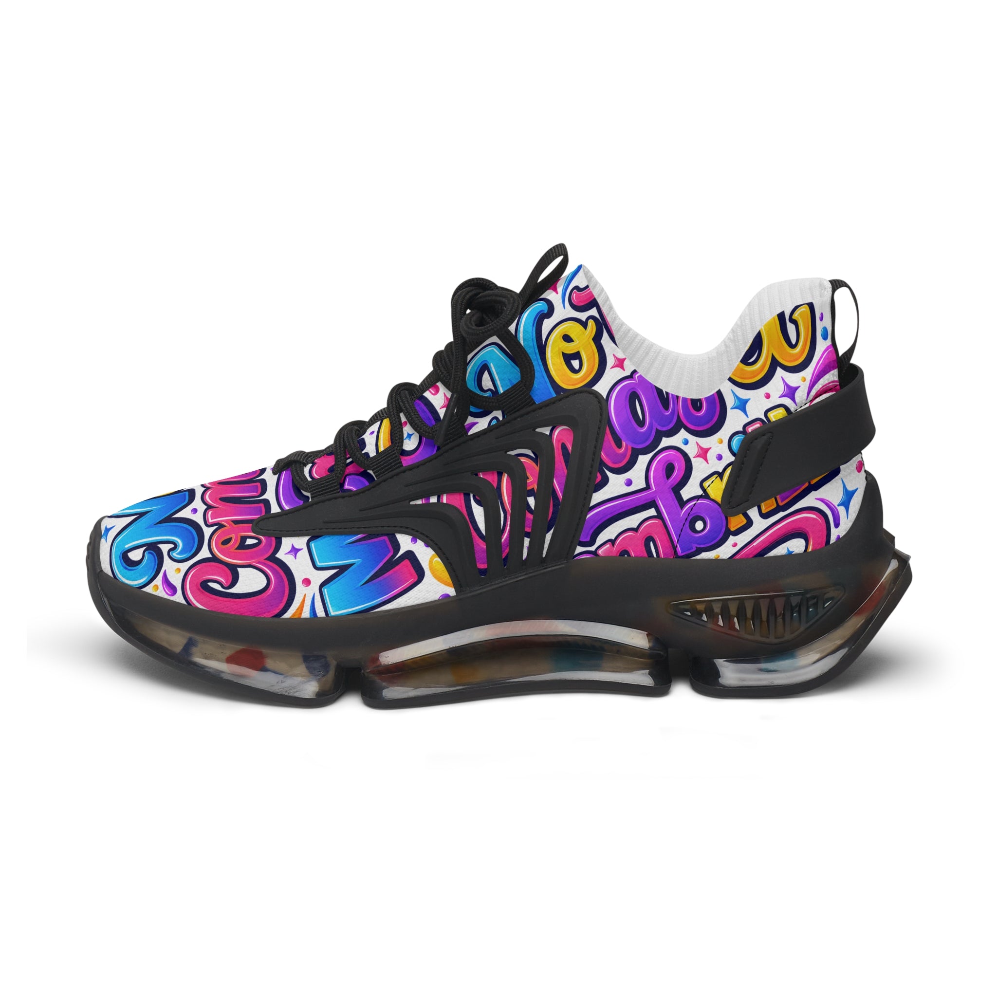 Colorful Graffiti 'No Te Comas El Membrillo" Women's Mesh Sneakers — Funky Streetwear Trainer