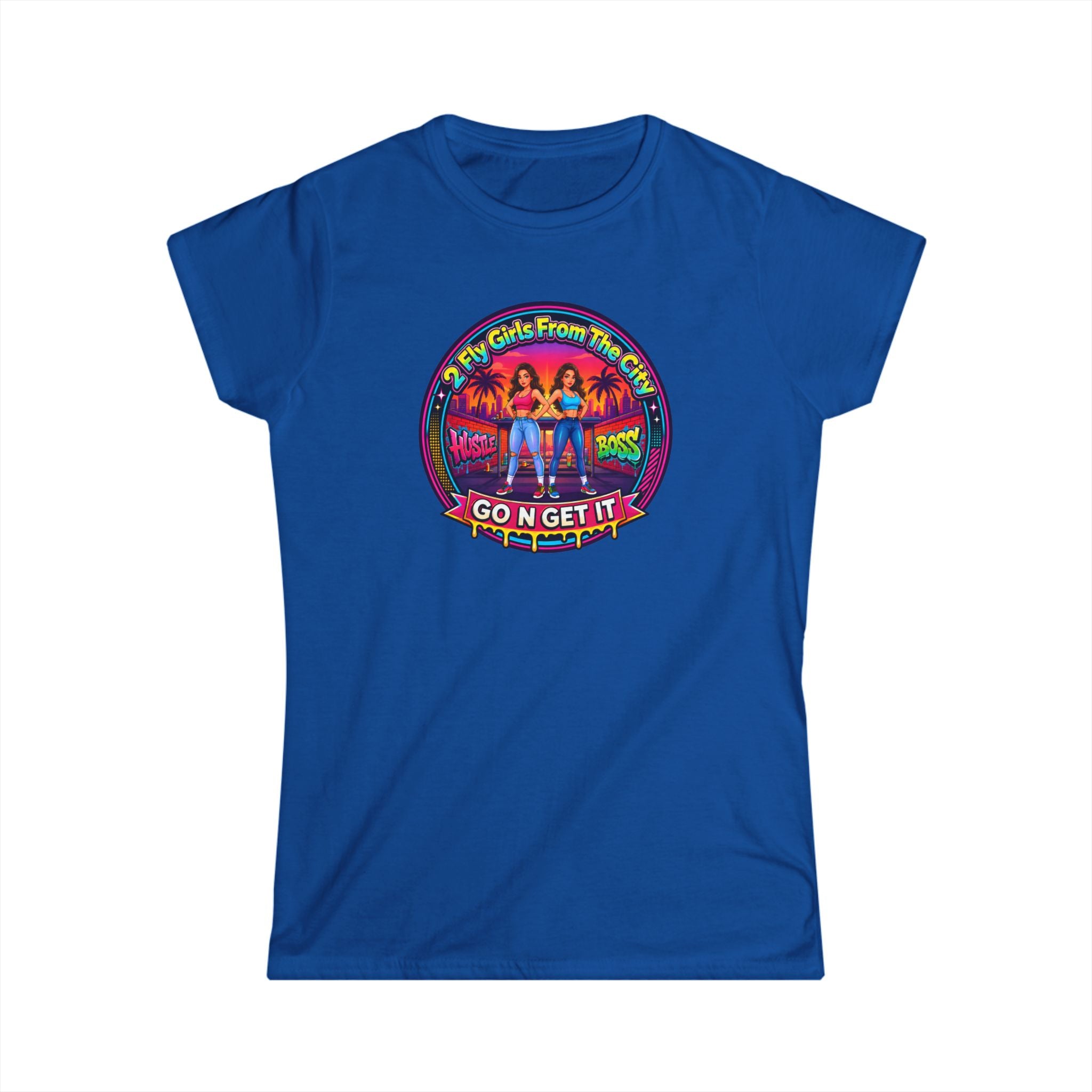 Go N Get It Women’s Tee — “2 Fly Girls From The City" ” Retro Graphic Shirt