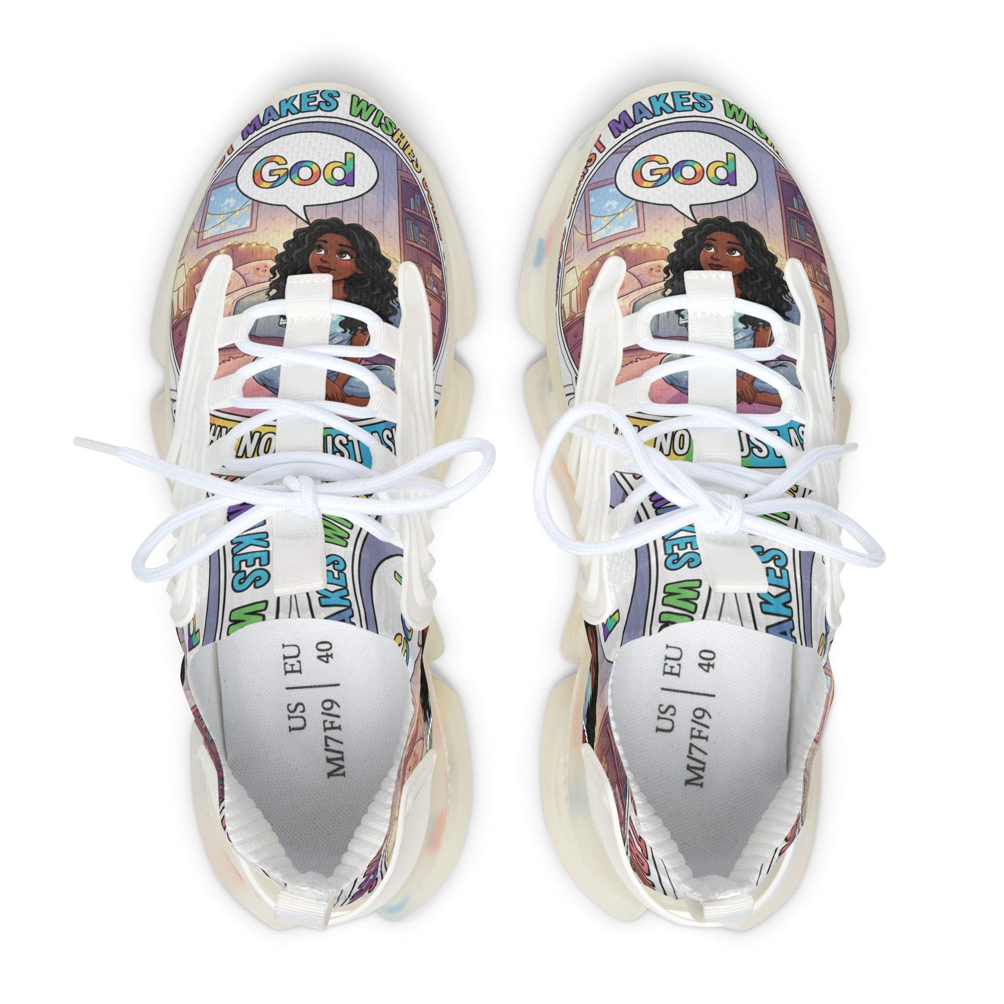 Women's Mesh Sneakers — " Jesus Christ Makes Wishes Come True " Graphic Athletic Shoes