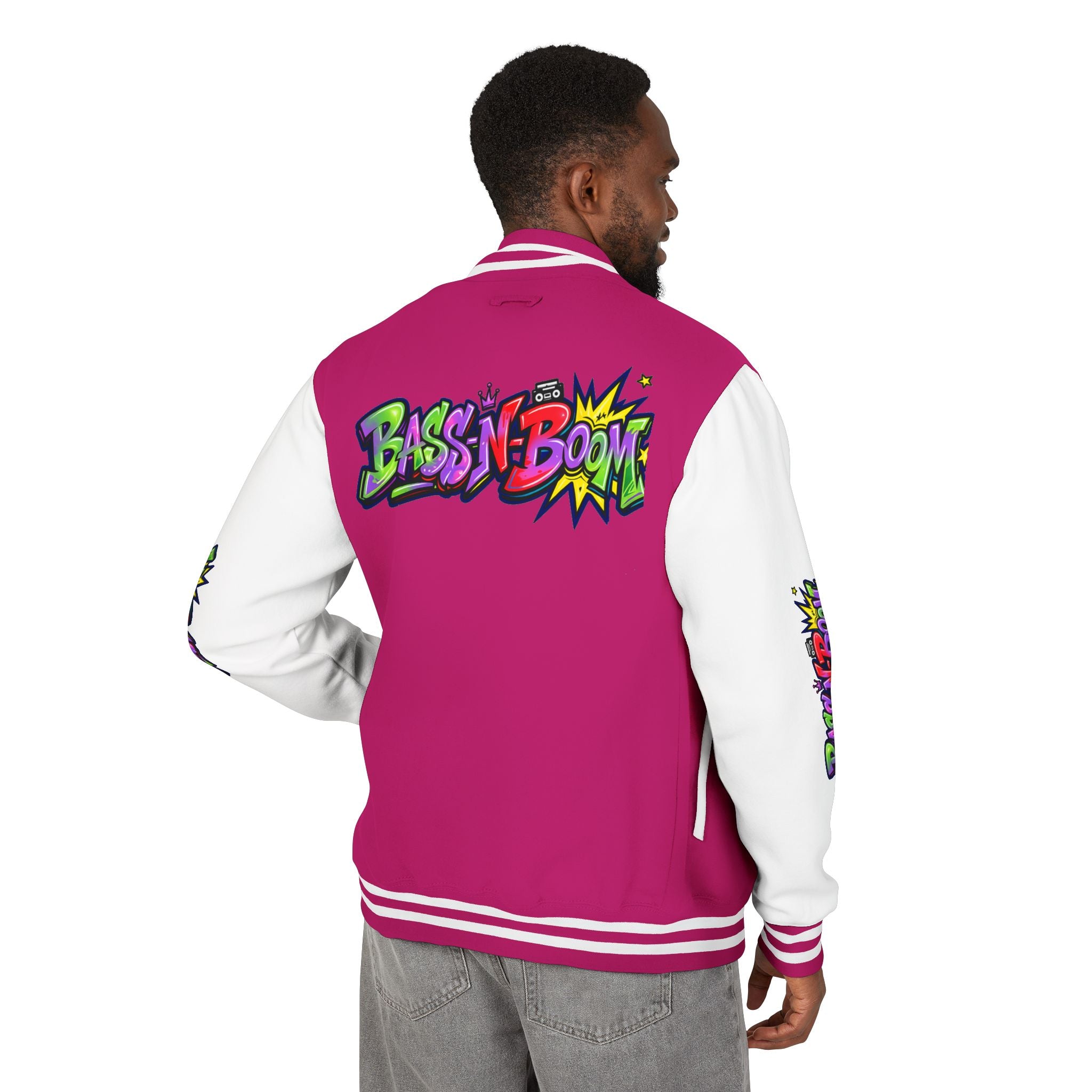 Letterman Jacket — 'Bass N Boom' Graffiti Bomber