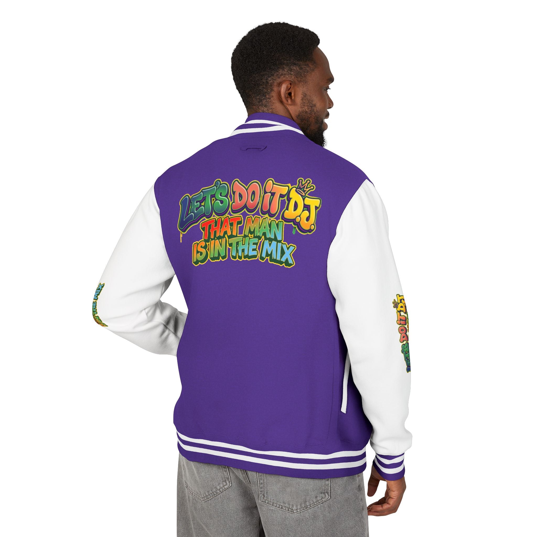 Letterman Jacket — 'Let's Do It' DJ Graphic Varsity Jacket