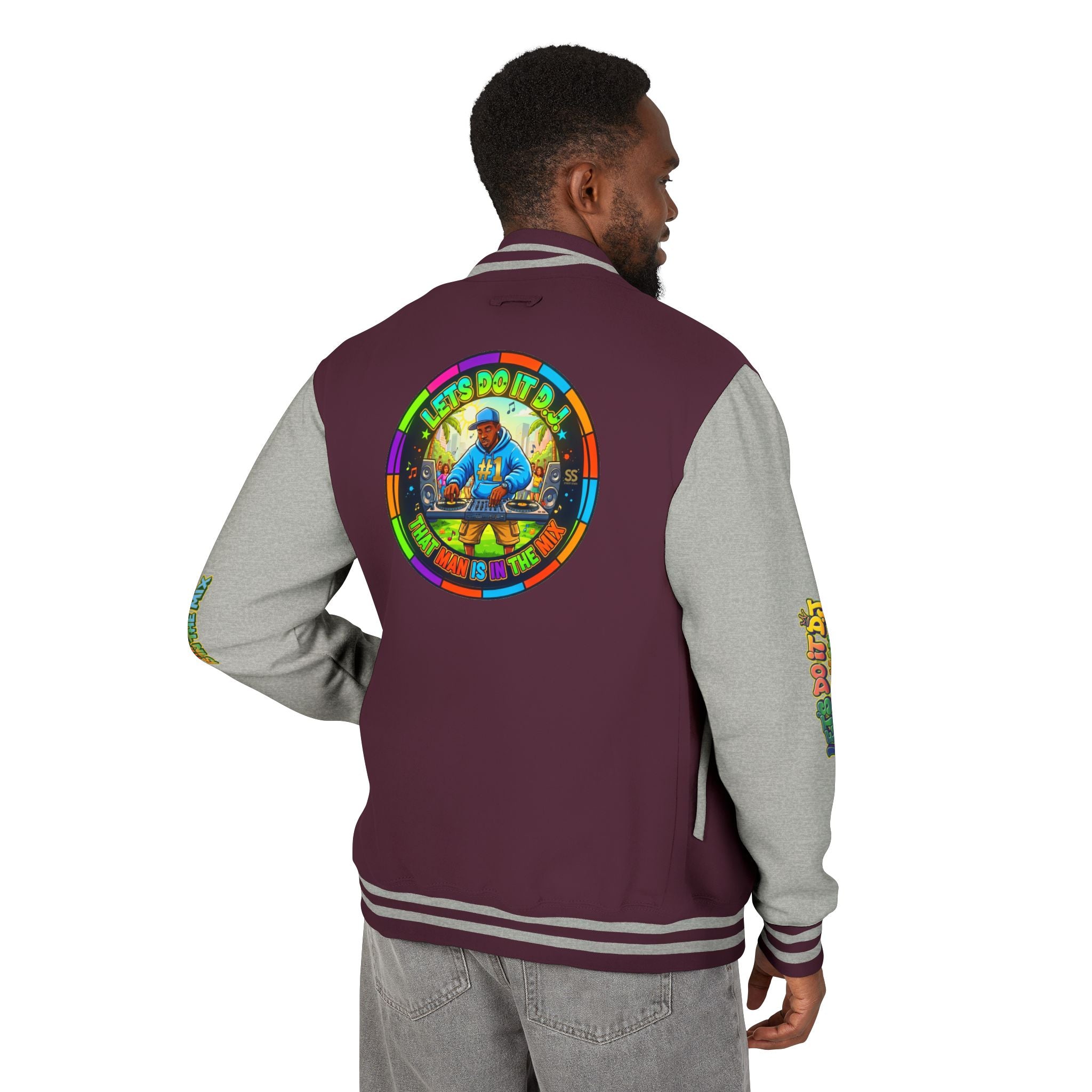 Letterman Jacket — 'Let's Do It' DJ Graphic Varsity Jacket