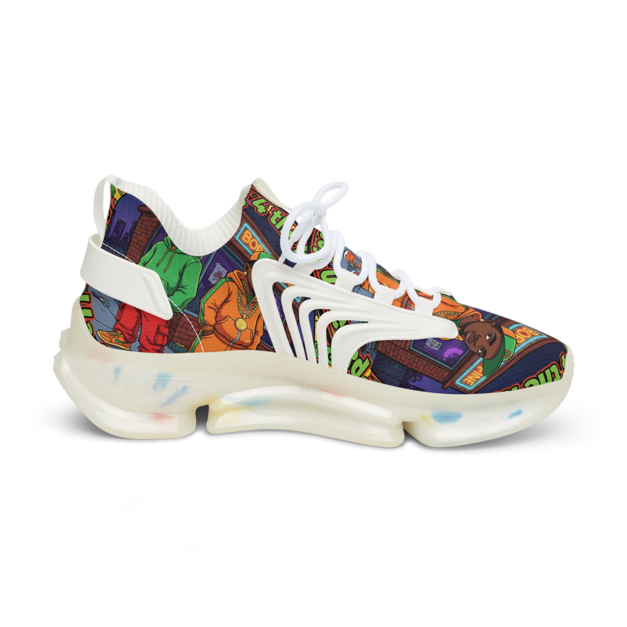 Mesh Sneakers — "I'm Waiting For The Re-Up"Urban Retro Street Art Print Men’s Athletic Shoes