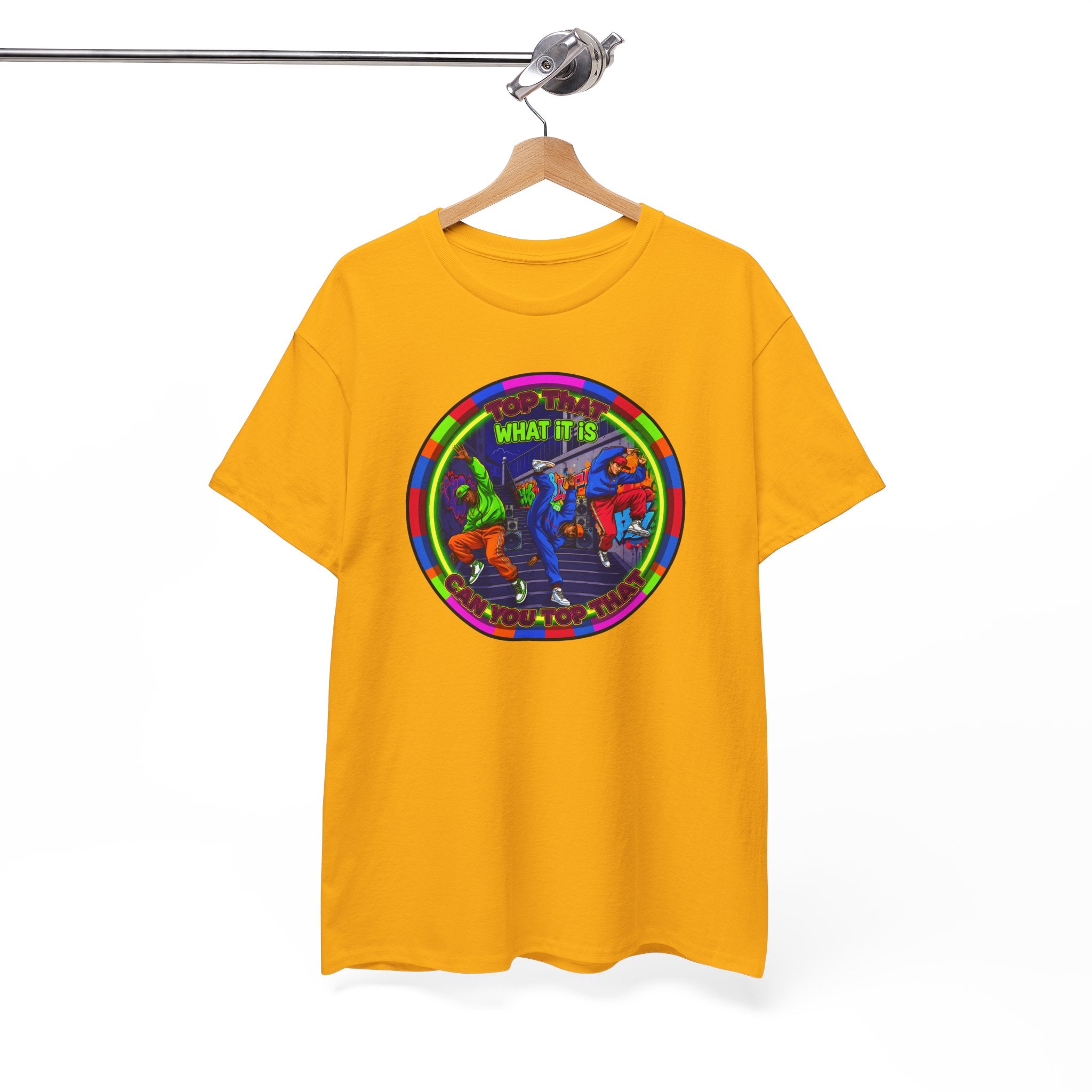 Dance Crew T-Shirt – "Top That What It Is" Retro Neon Graphic Tee