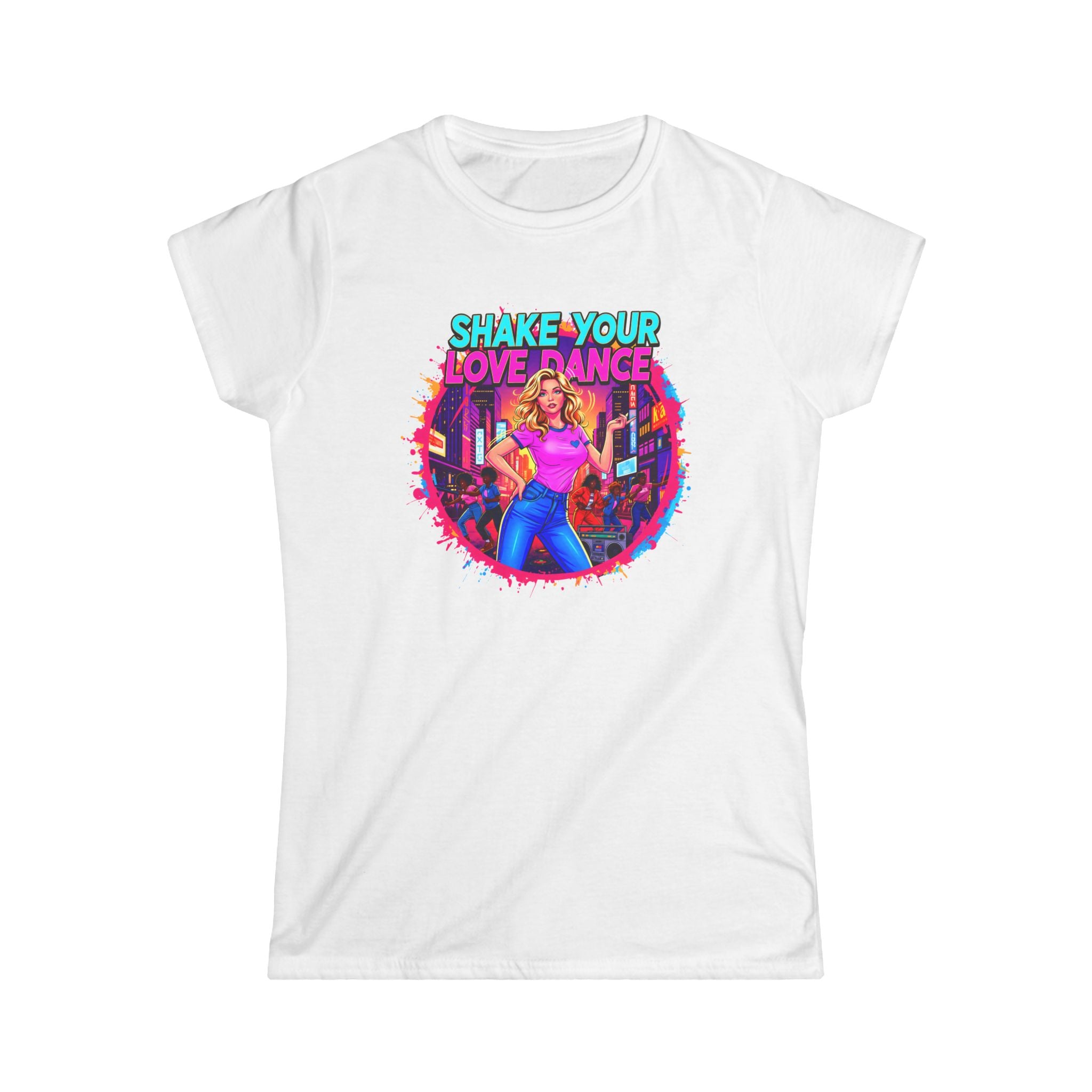 "Shake Your Love Dance" Women's T‑Shirt — Retro Dance Girl Graphic Tee