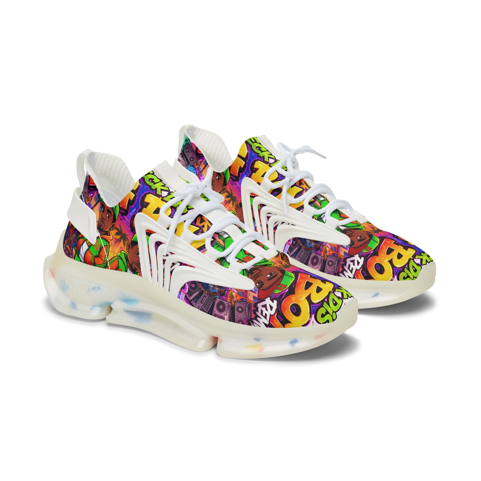 Mesh Sneakers — Colorful Graffiti Pop Art Design