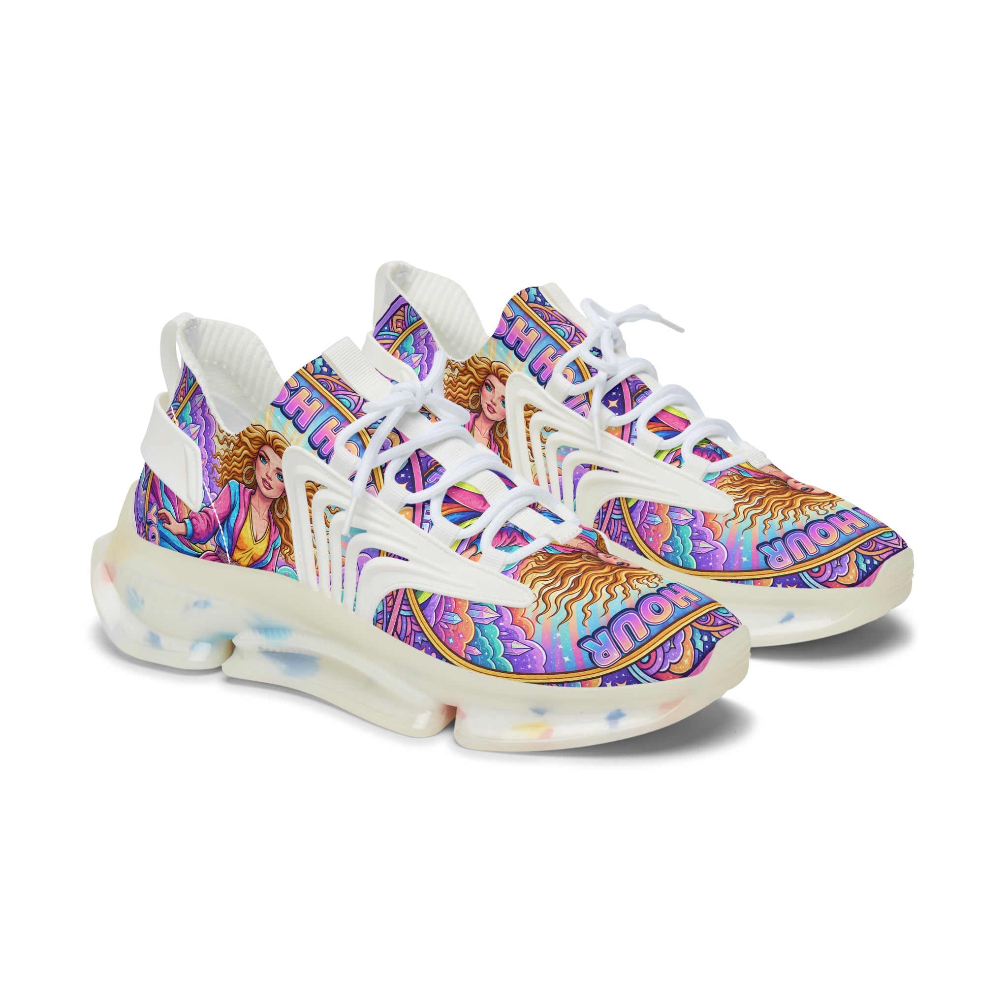Women's Mesh Sneakers — Colorful Goddess Graphic Athletic Shoes