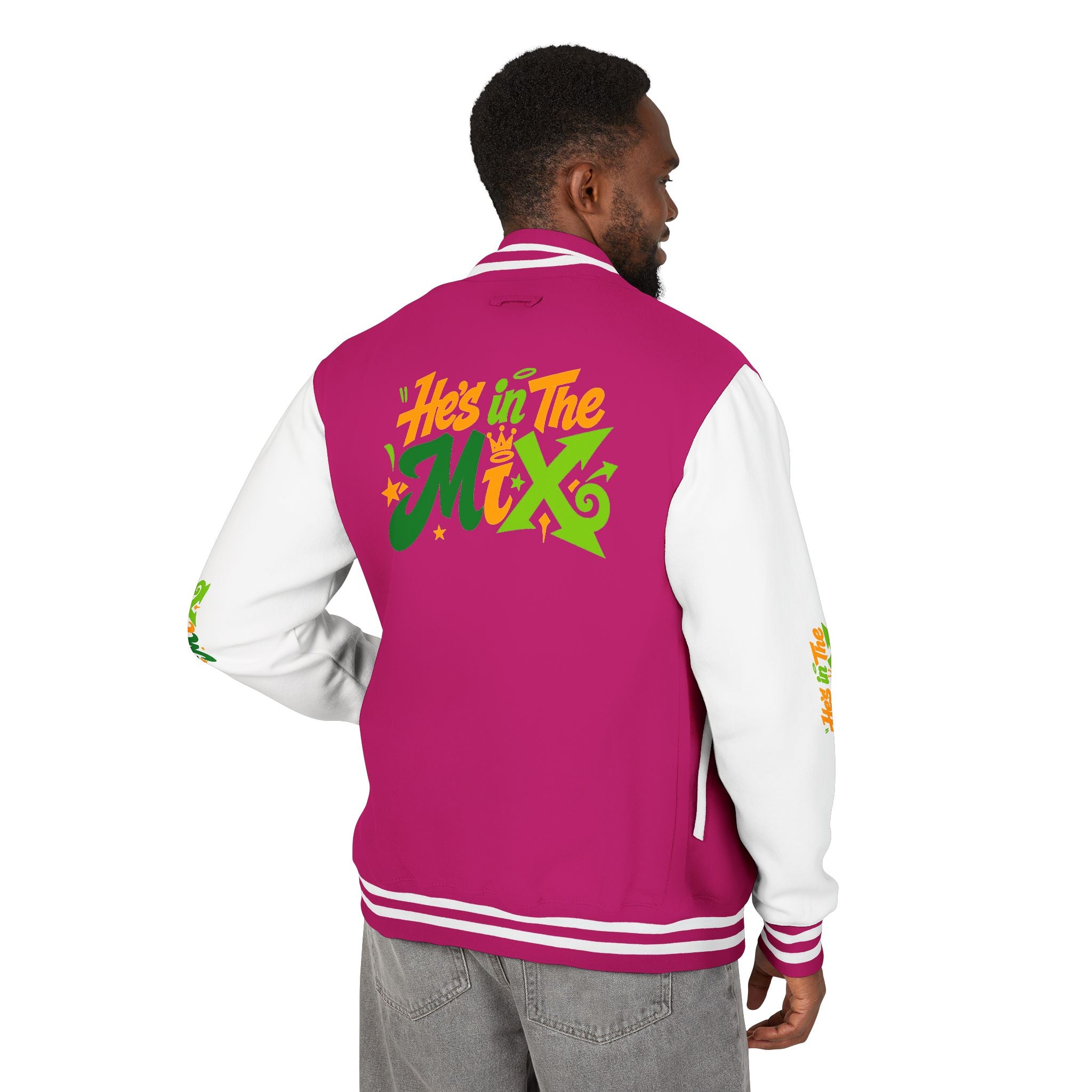 Letterman Jacket - "He's in the Mix" Retro Graffiti Varsity Jacket