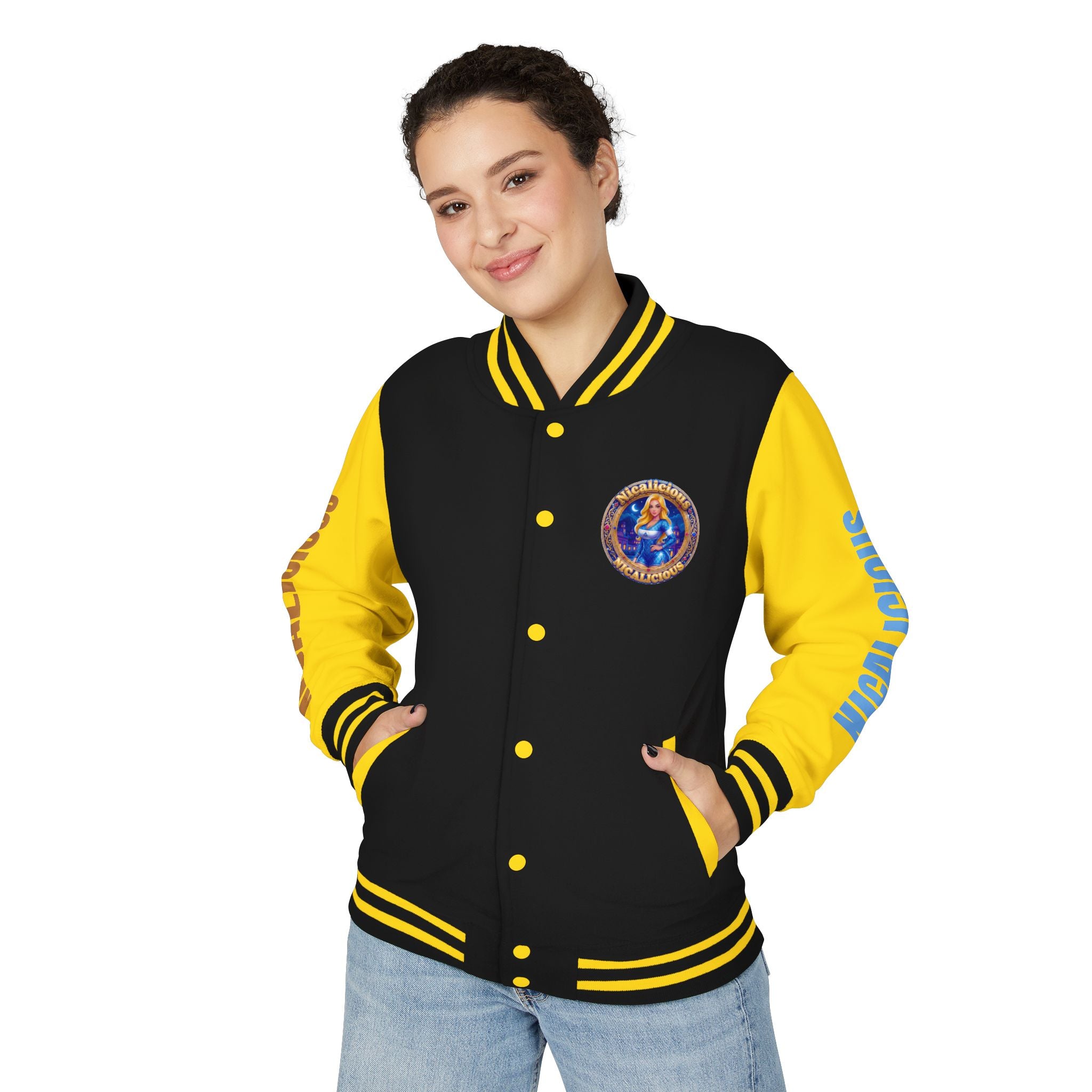 Letterman Jacket — 'Nicalicious' Retro Varsity Jacket with Angel Crest