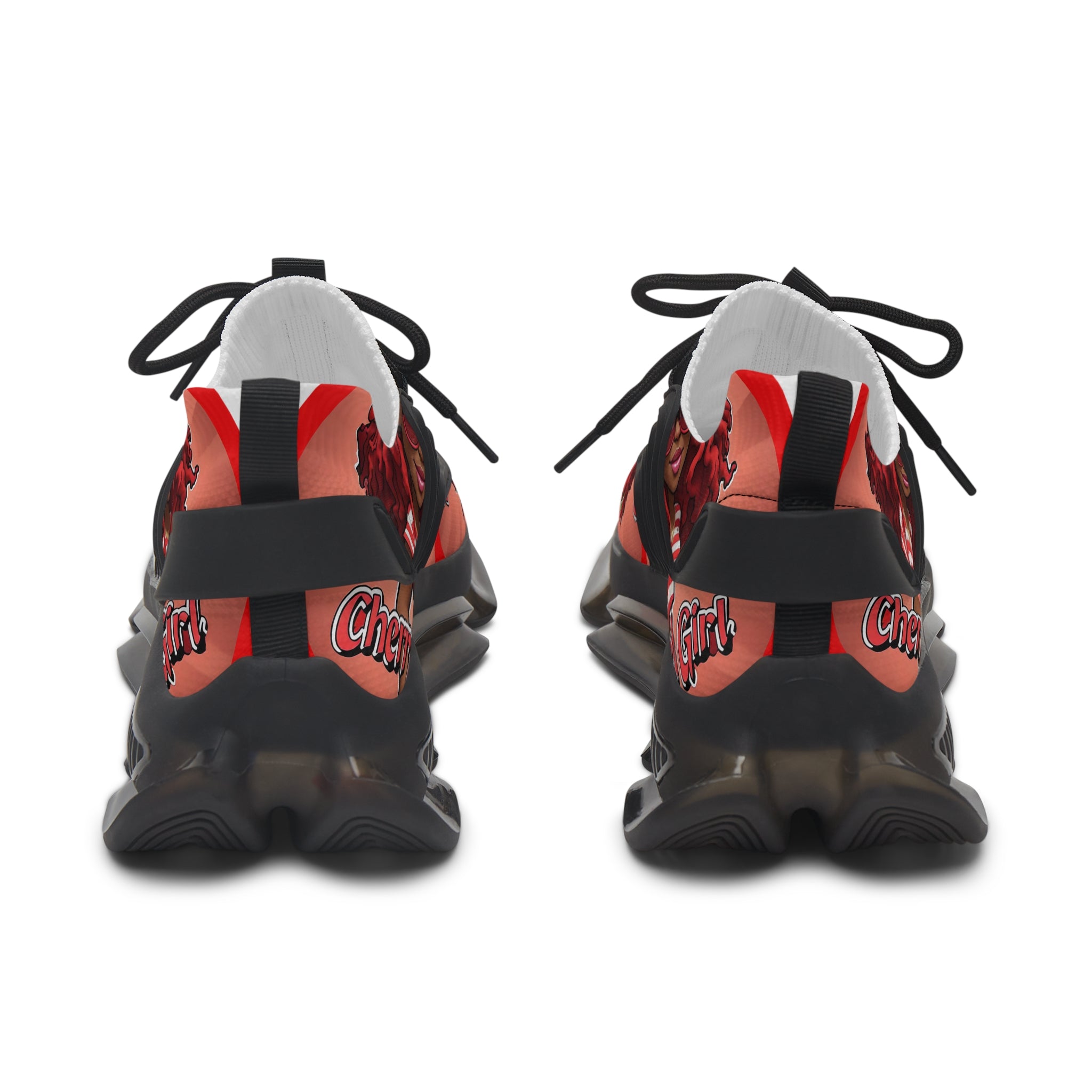 Red Curly-Haired Girl Athletic Sneakers — " Cherry Red Girl "Women's Fashion Mesh Shoes