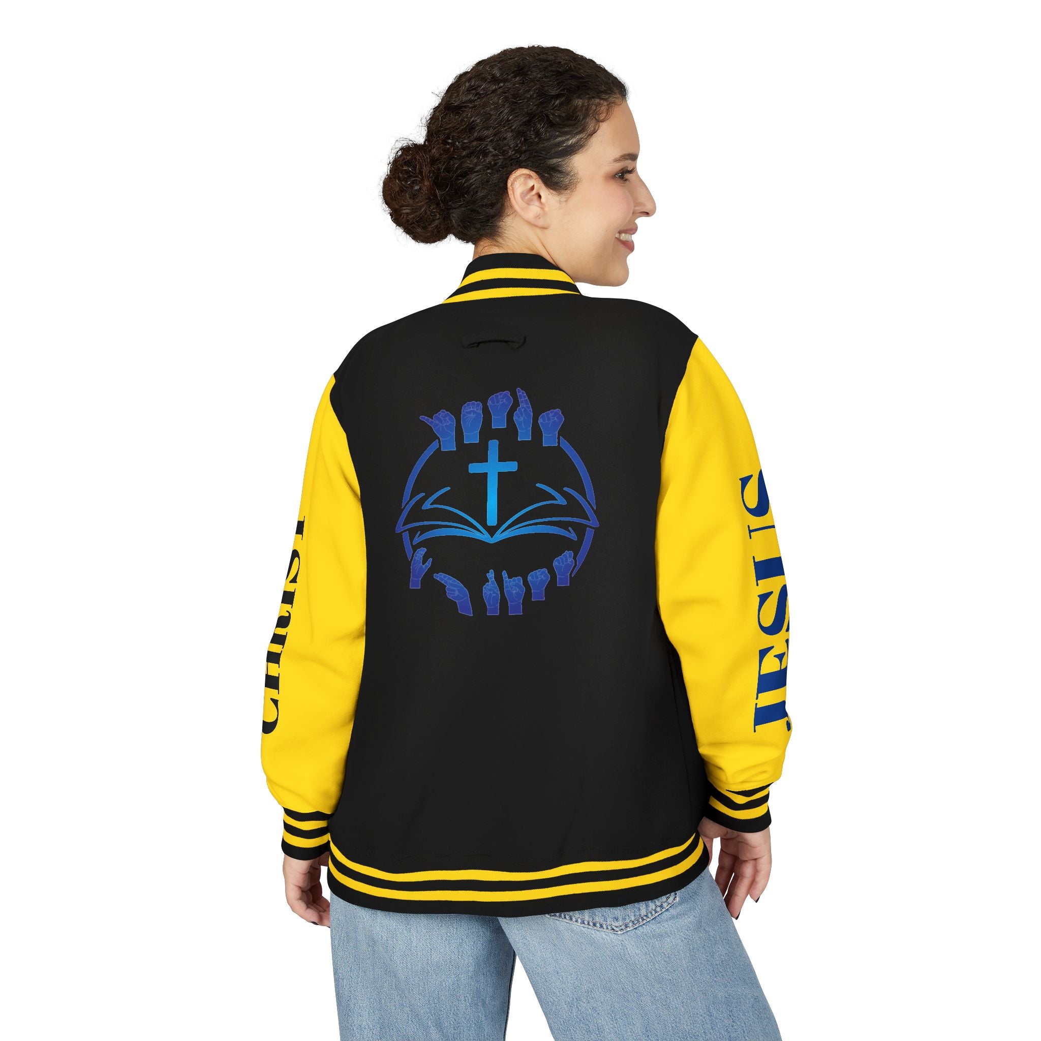 Christian Cross Letterman Jacket — Faith Crewneck Varsity Jacket