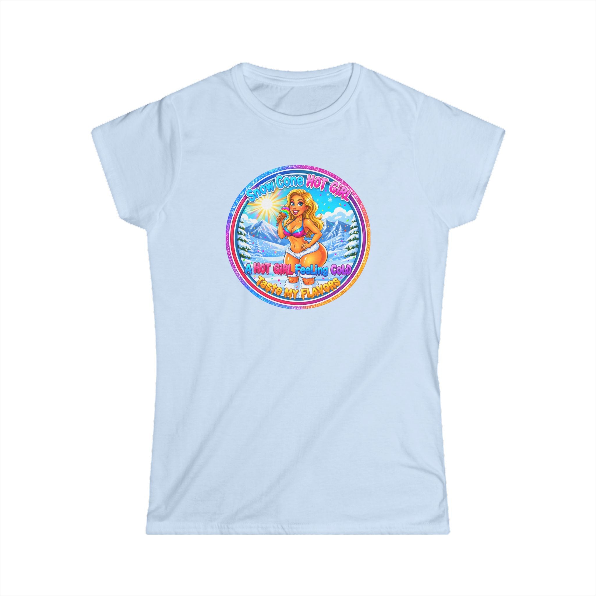 Retro Beach Pinup Tee — "Snow Cone Hot Girl" Women's T-Shirt