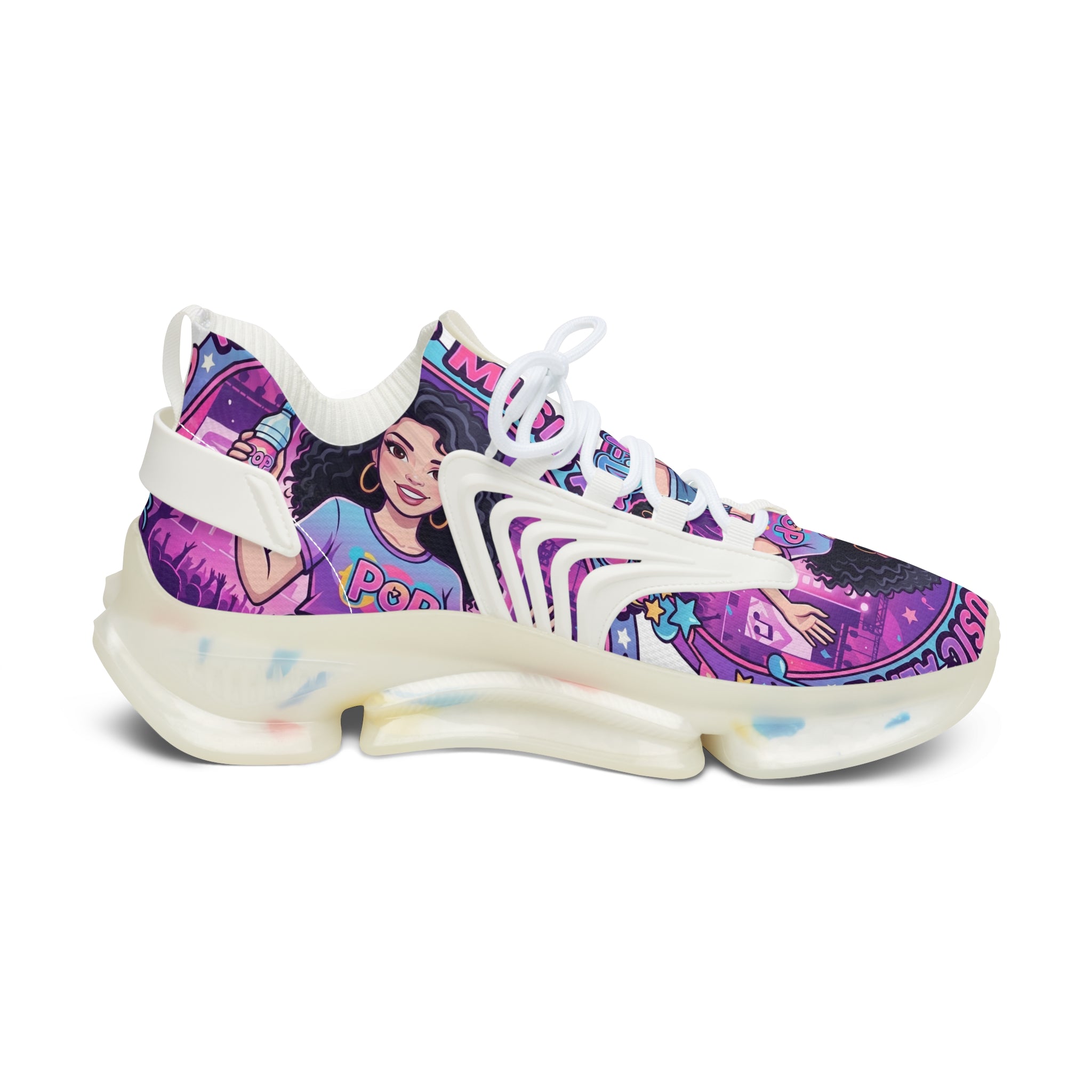 Women’s Mesh Sneakers — "Keep Pop Music Alive" Colorful Pop  Graphic Athletic Shoes