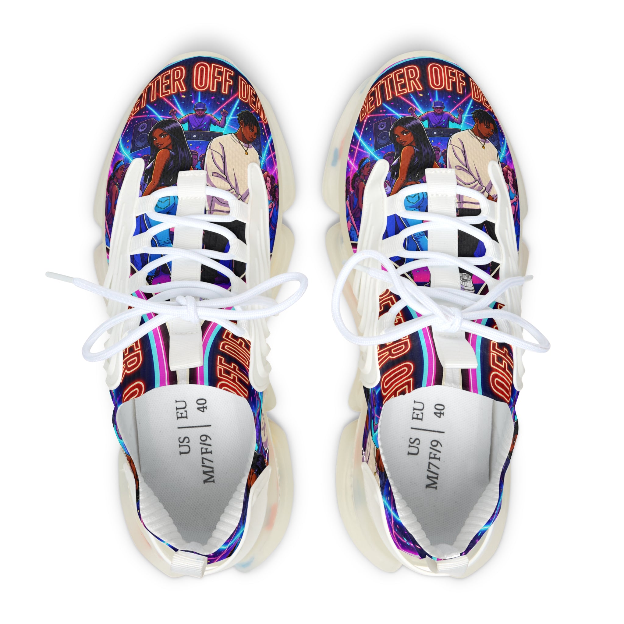 Women's Mesh Sneakers — Retro Vaporwave Anime Graphic Athletic Shoes