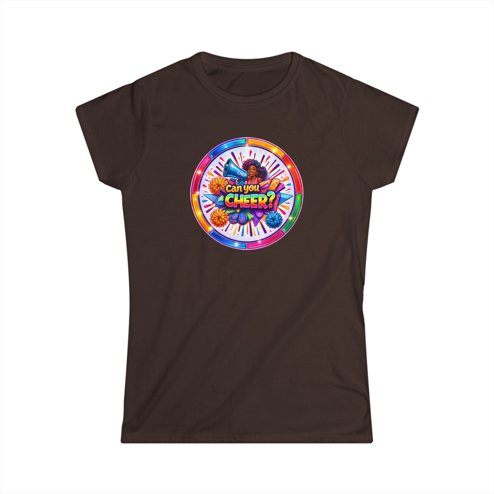 "Can You Cheer: Colorful Candy Wheel Graphic Tee — Women's