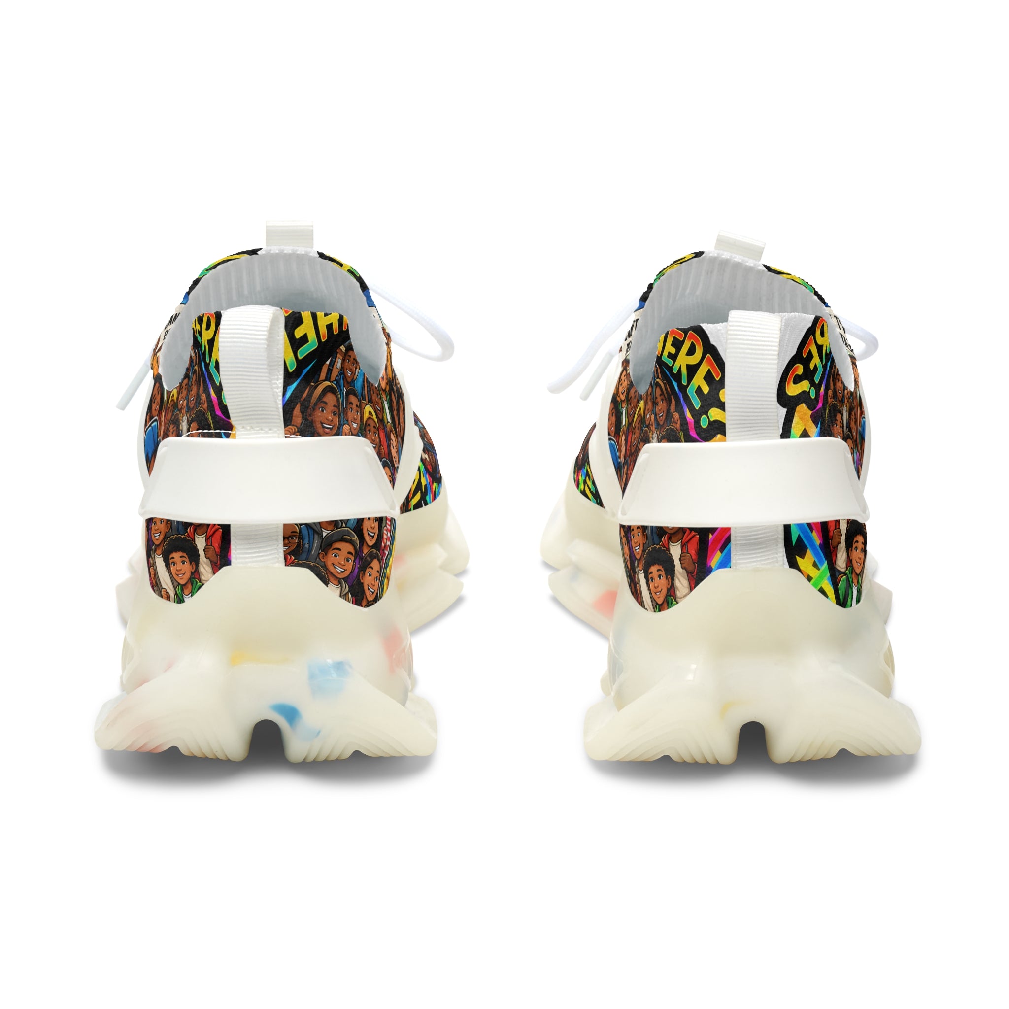 Mesh Sneakers — Colorful School Portrait Collage Women’s Sneakers