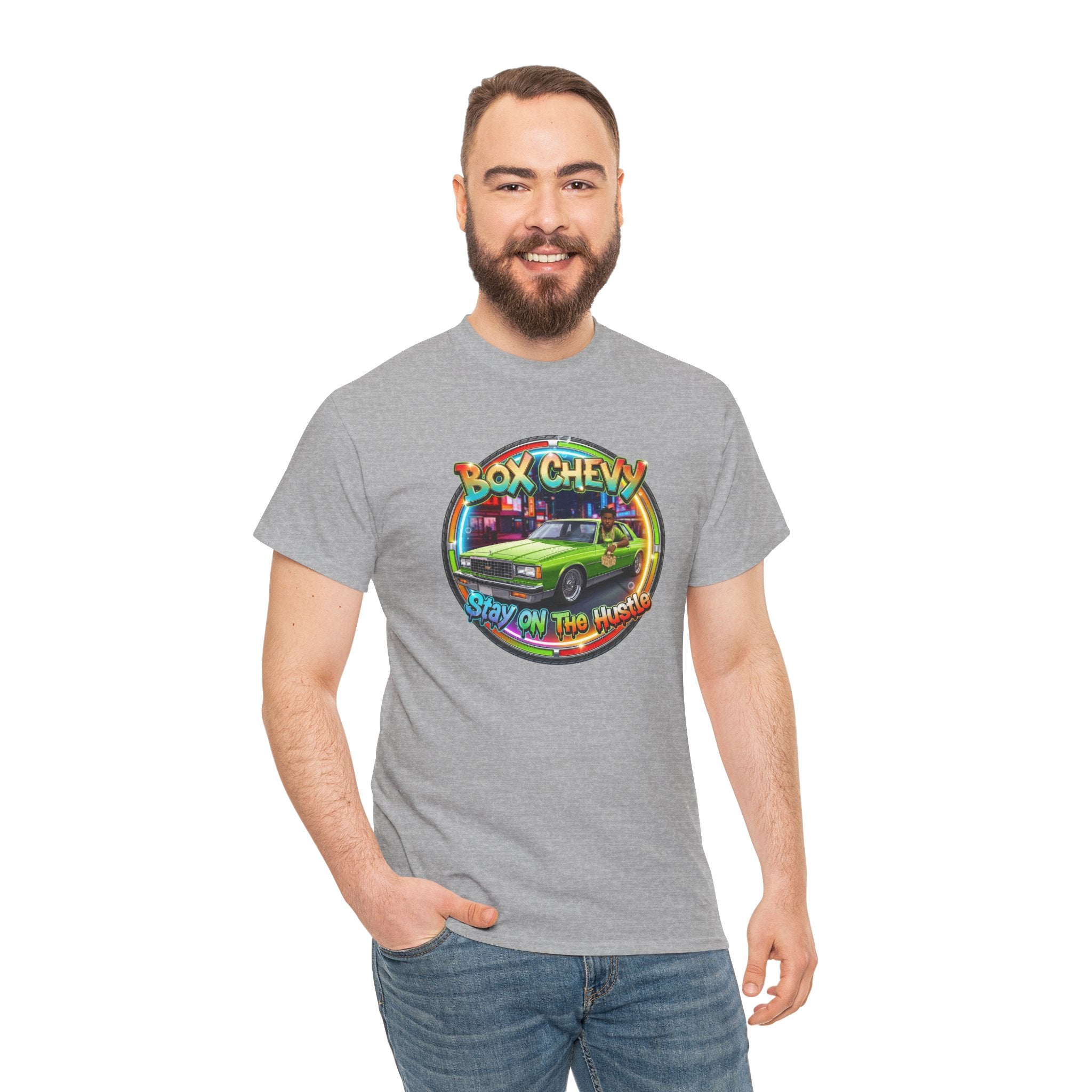 Vintage Chevy Truck Tee — "Box Chevy Stay On The Hustle" Retro Car Graphic Shirt
