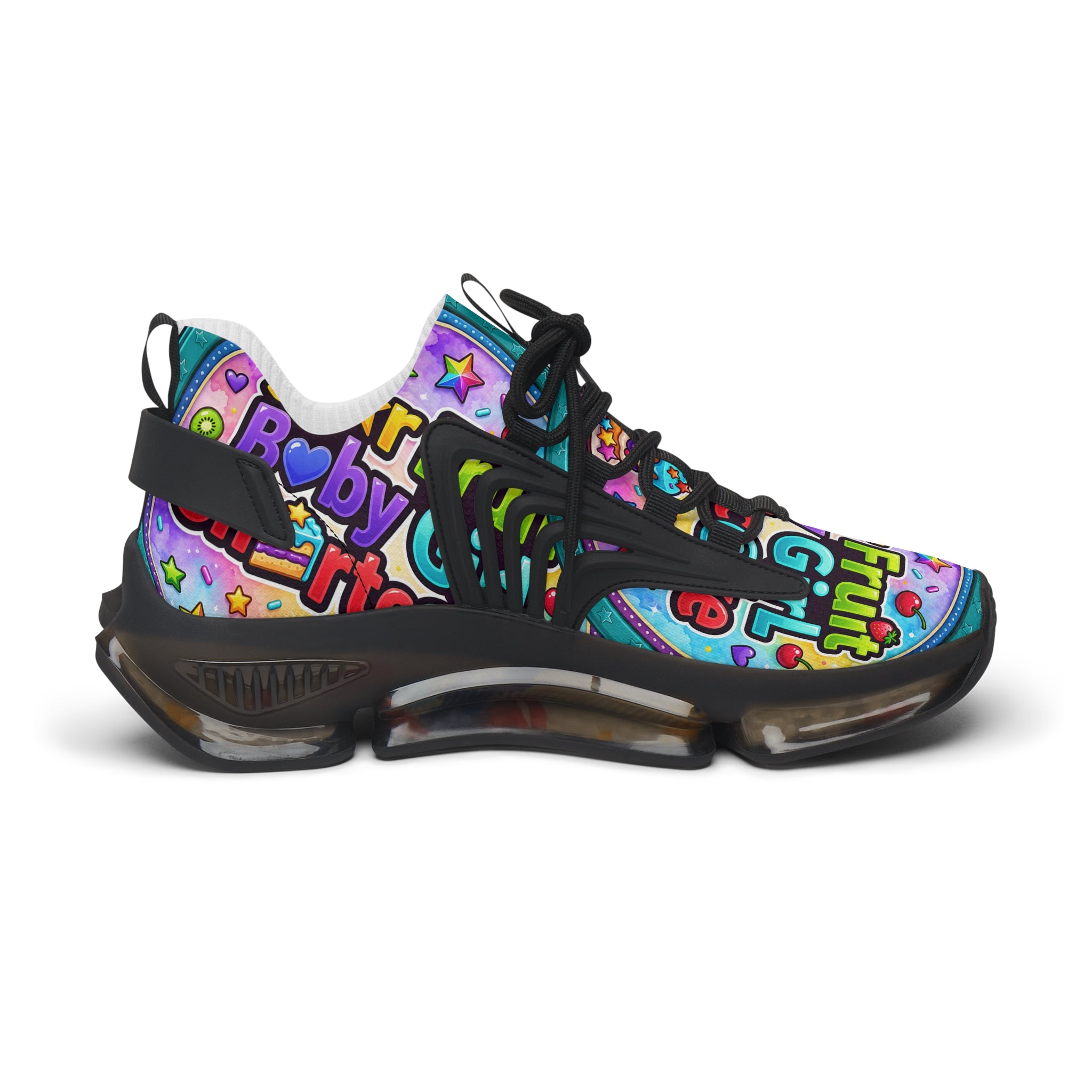 Colorful Graffiti Mesh Sneakers – 'Star Fruit Baby Shortcake' Graphic Women's Athletic Shoes