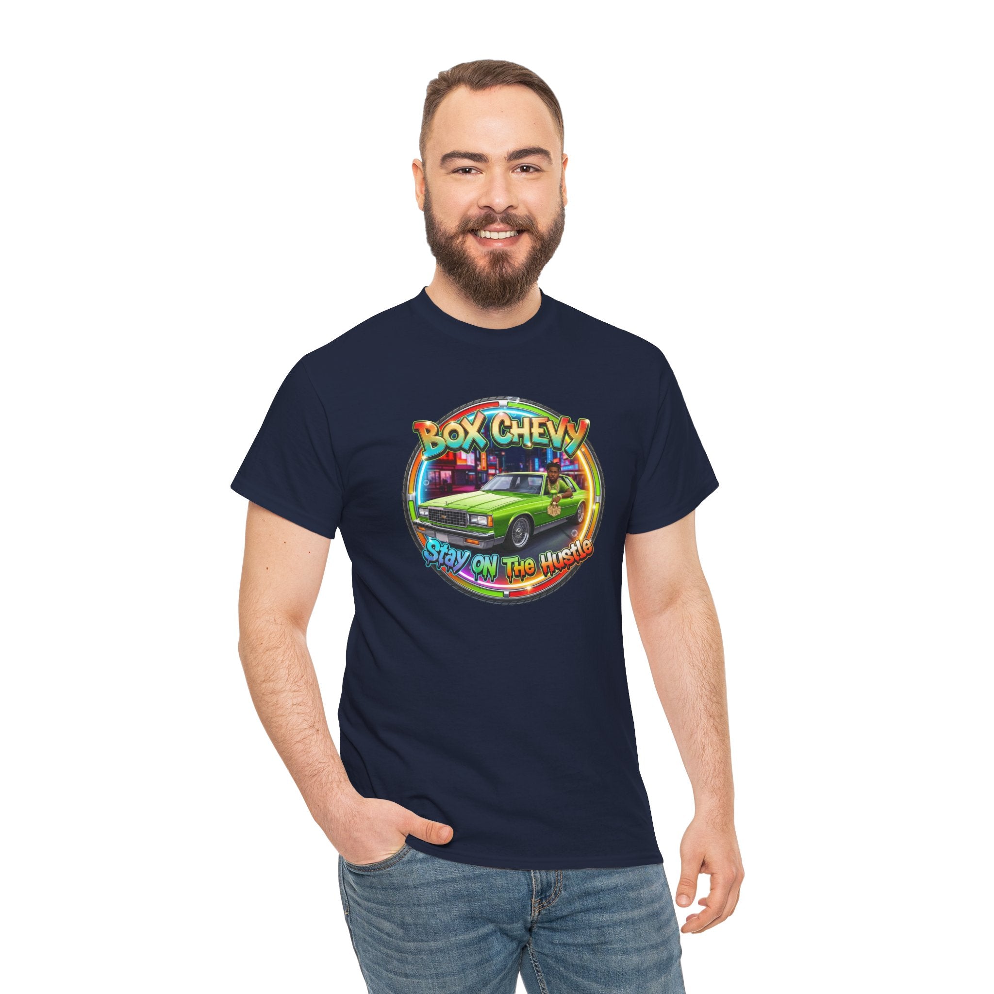 Vintage Chevy Truck Tee — "Box Chevy Stay On The Hustle" Retro Car Graphic Shirt