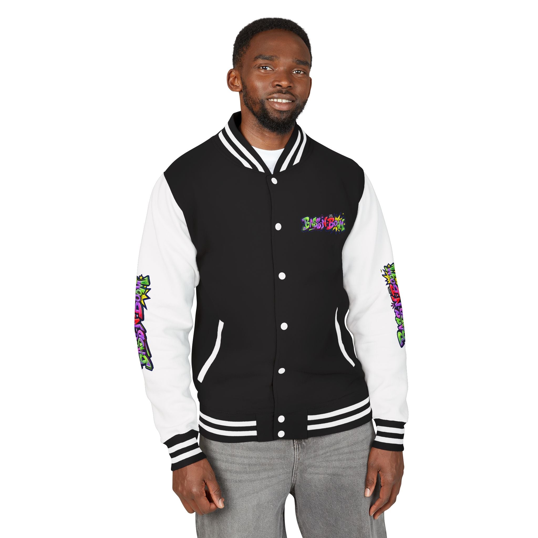 Letterman Jacket — 'Bass N Boom' Graffiti Bomber