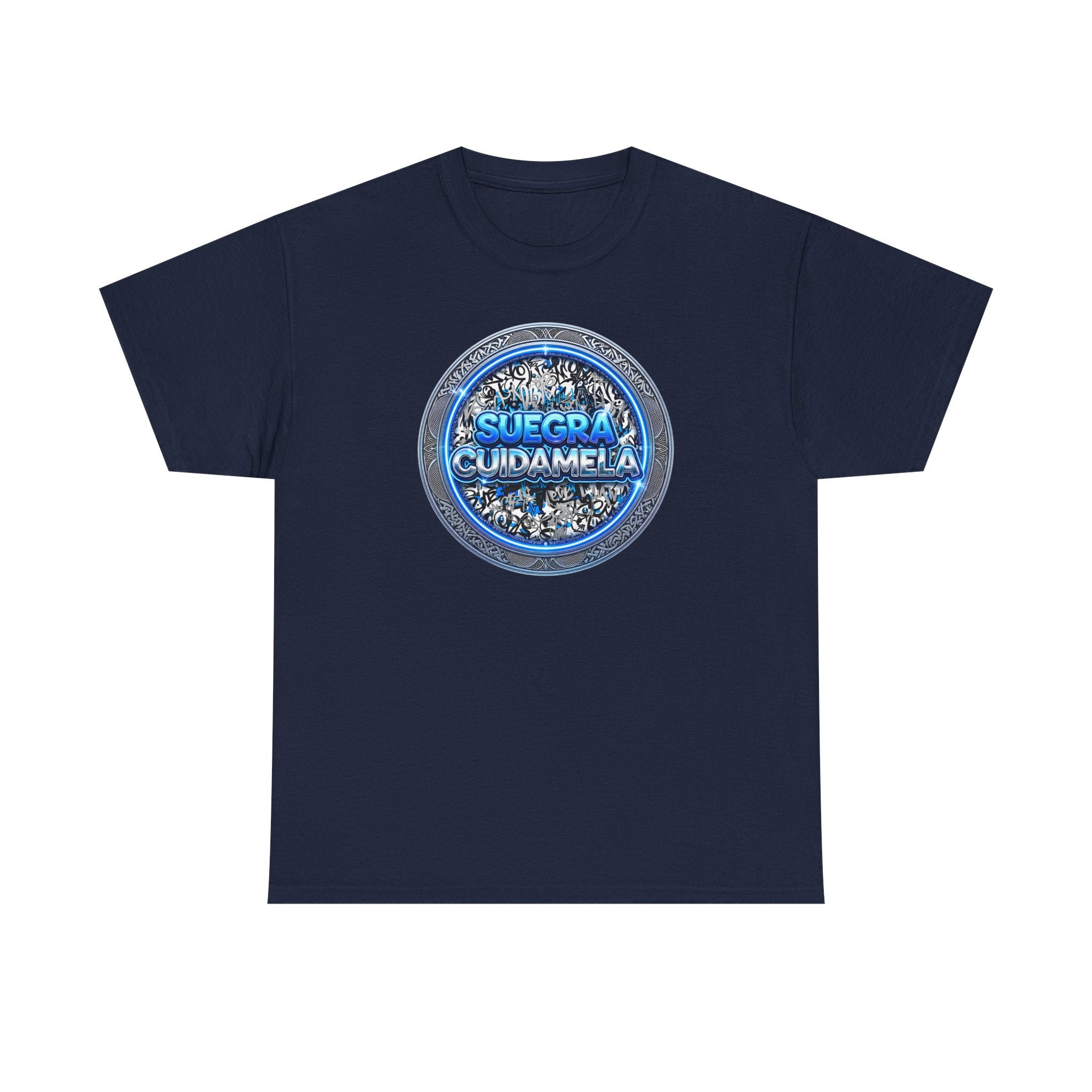 T-Shirt — Suegra Cuídame (Blue Floral Emblem)