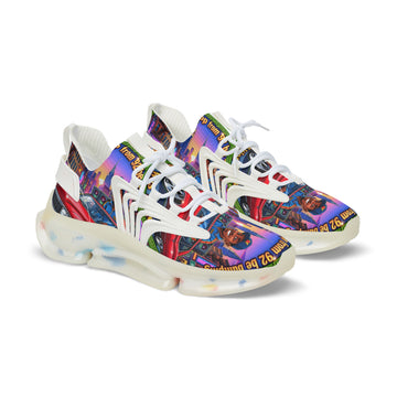 Custom Graphic Mesh Sneakers — "That Hip-hop From 92 Be Bumping" Colorful Cityscape Portrait Design