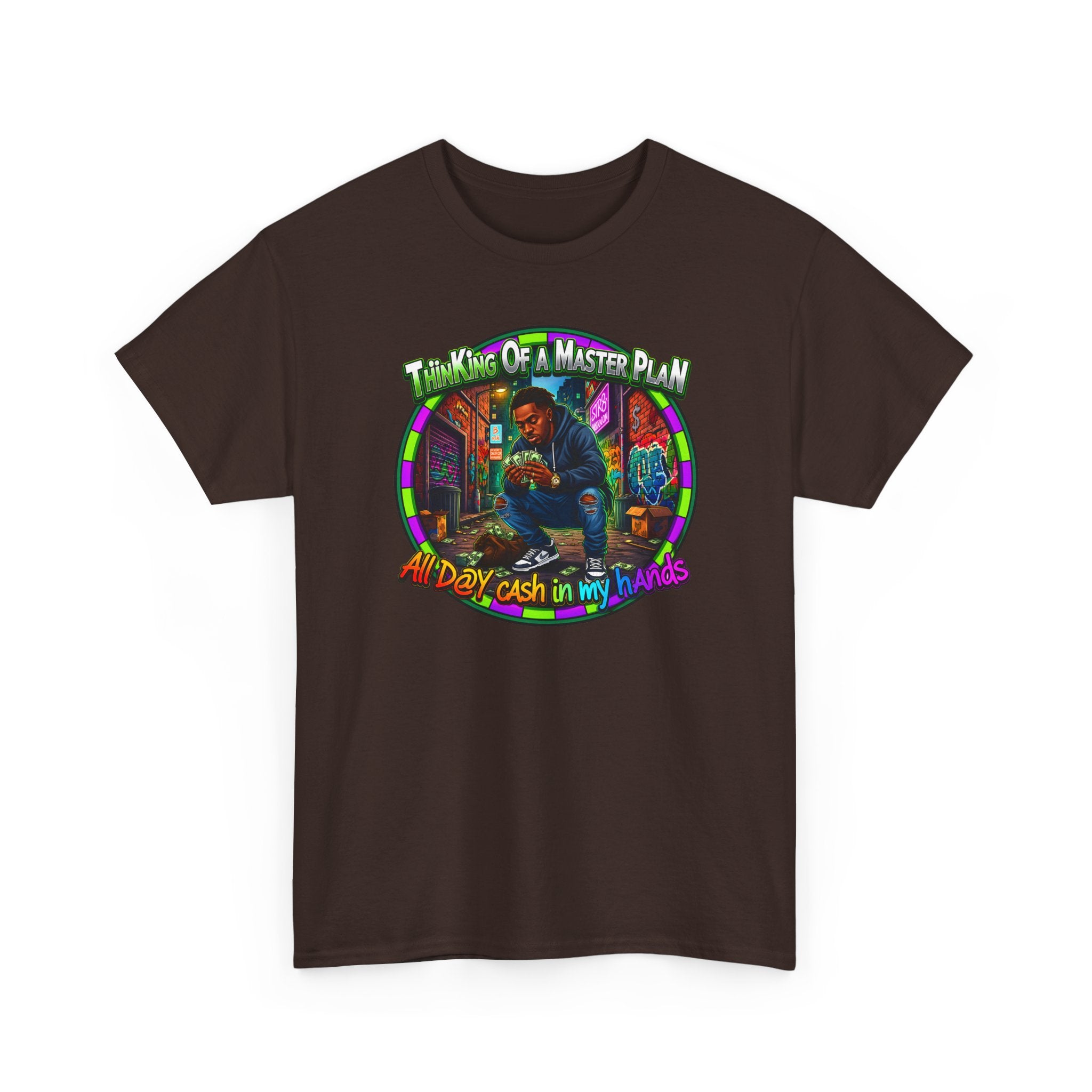 T-Shirt — "Thinking of a Master Plan" Colorful Retro Hip-Hop Graphic Tee