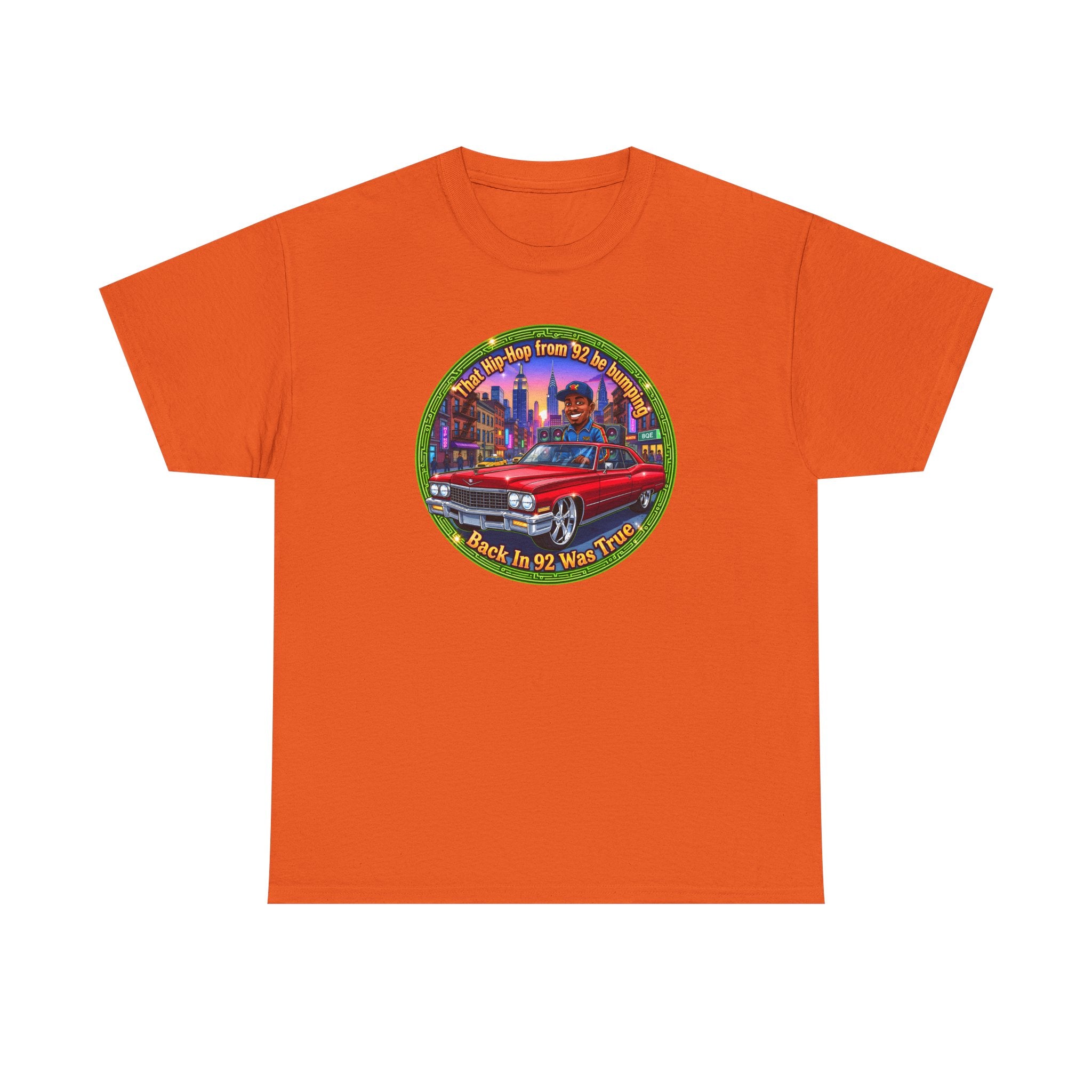 Vintage Red Convertible T-Shirt – “That Hip-hop From 92 Be Bumping" Retro City Cruise Tee