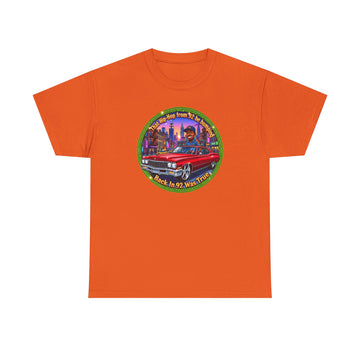 Vintage Red Convertible T-Shirt – “That Hip-hop From 92 Be Bumping" Retro City Cruise Tee