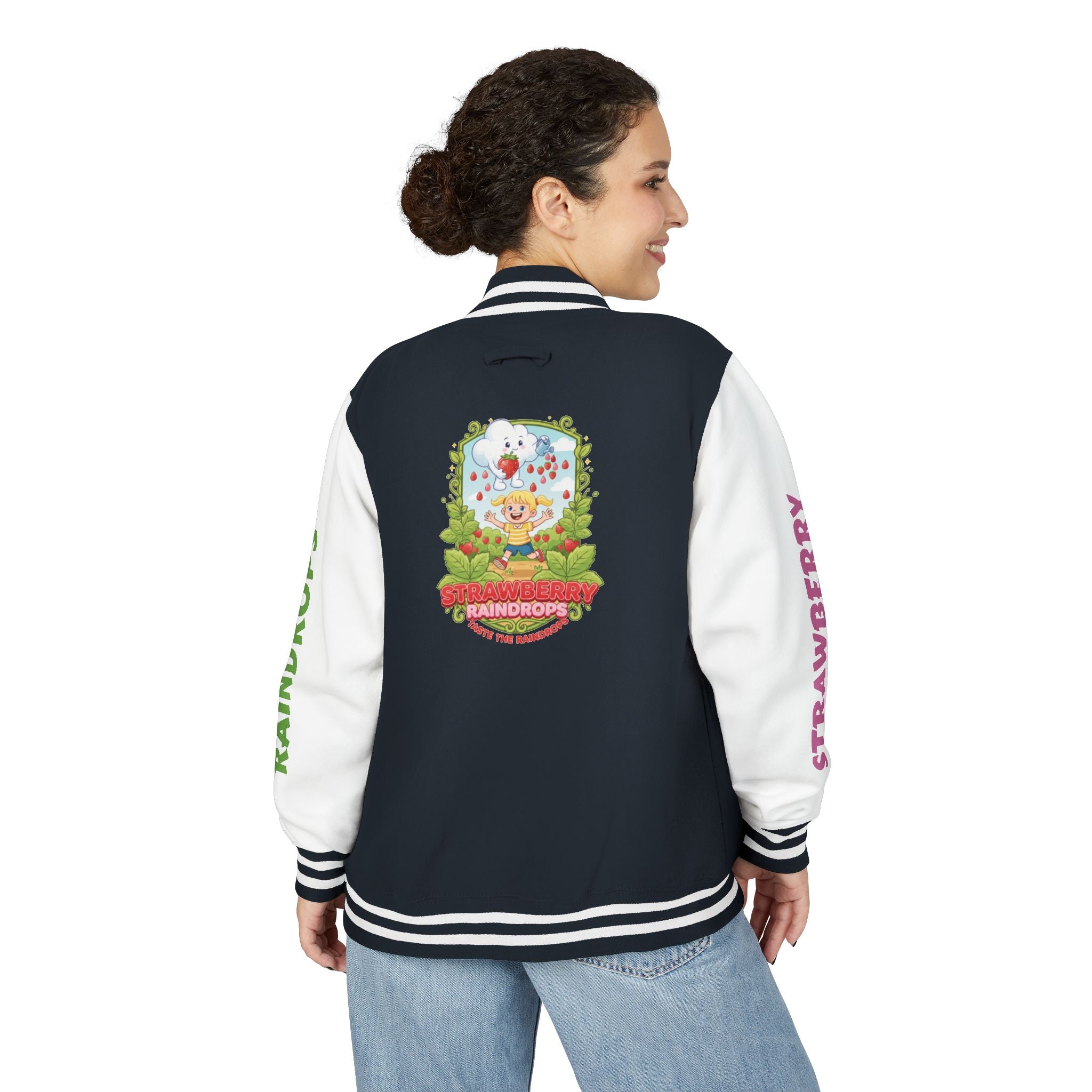 Letterman Jacket —"Strawberry Raindrops" Back Patch