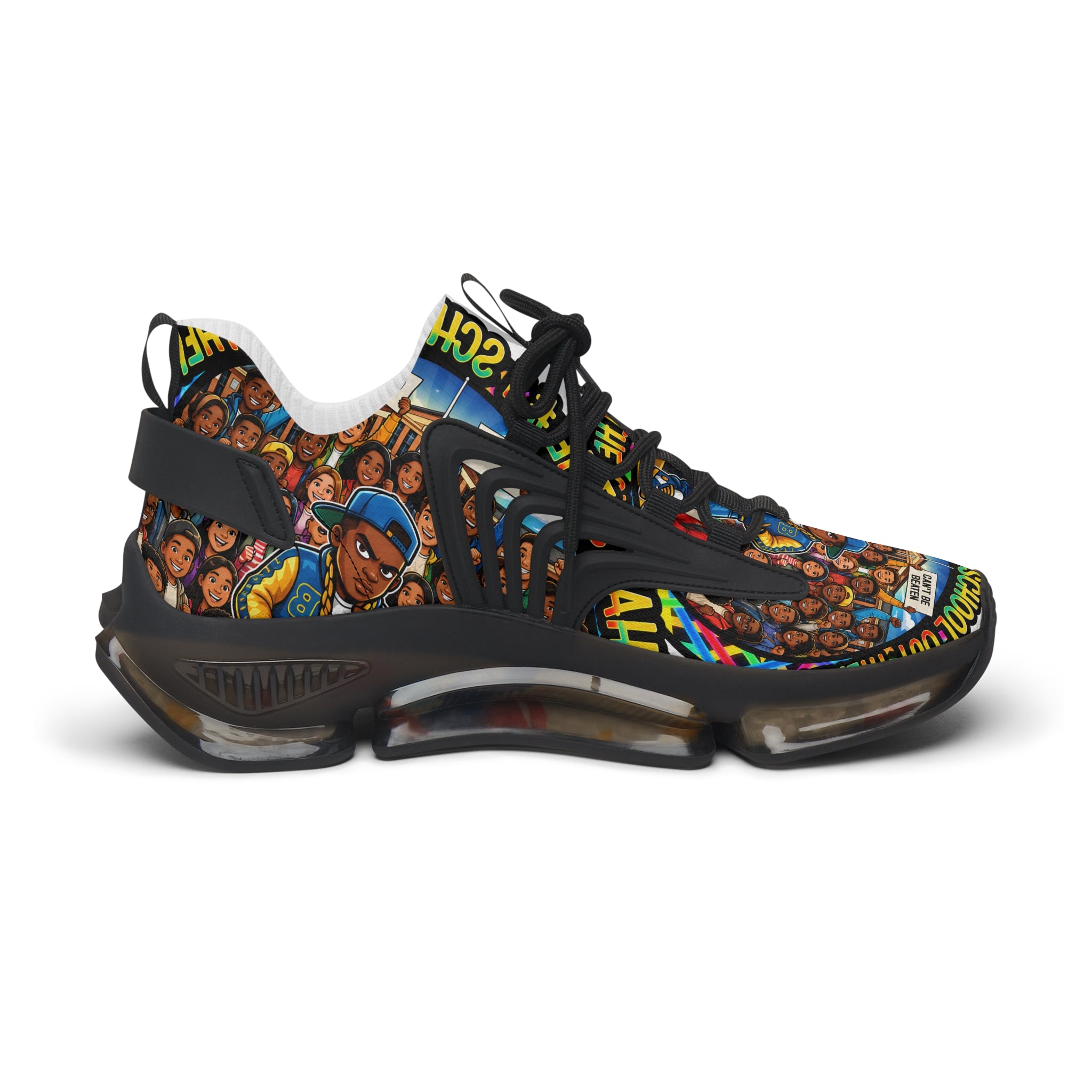 Mesh Sneakers — Colorful School Portrait Collage Women’s Sneakers