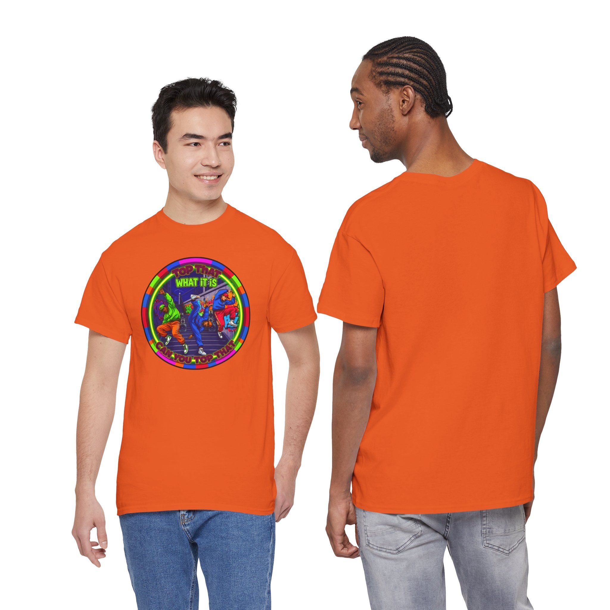 Dance Crew T-Shirt – "Top That What It Is" Retro Neon Graphic Tee
