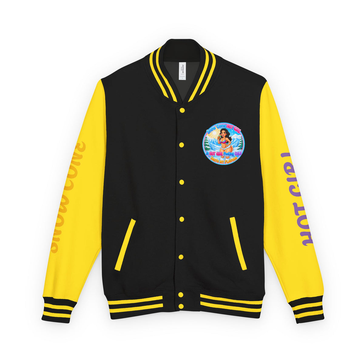 Letterman Jacket — 'SnowCone, Hot Girl' Retro Beach Graphic