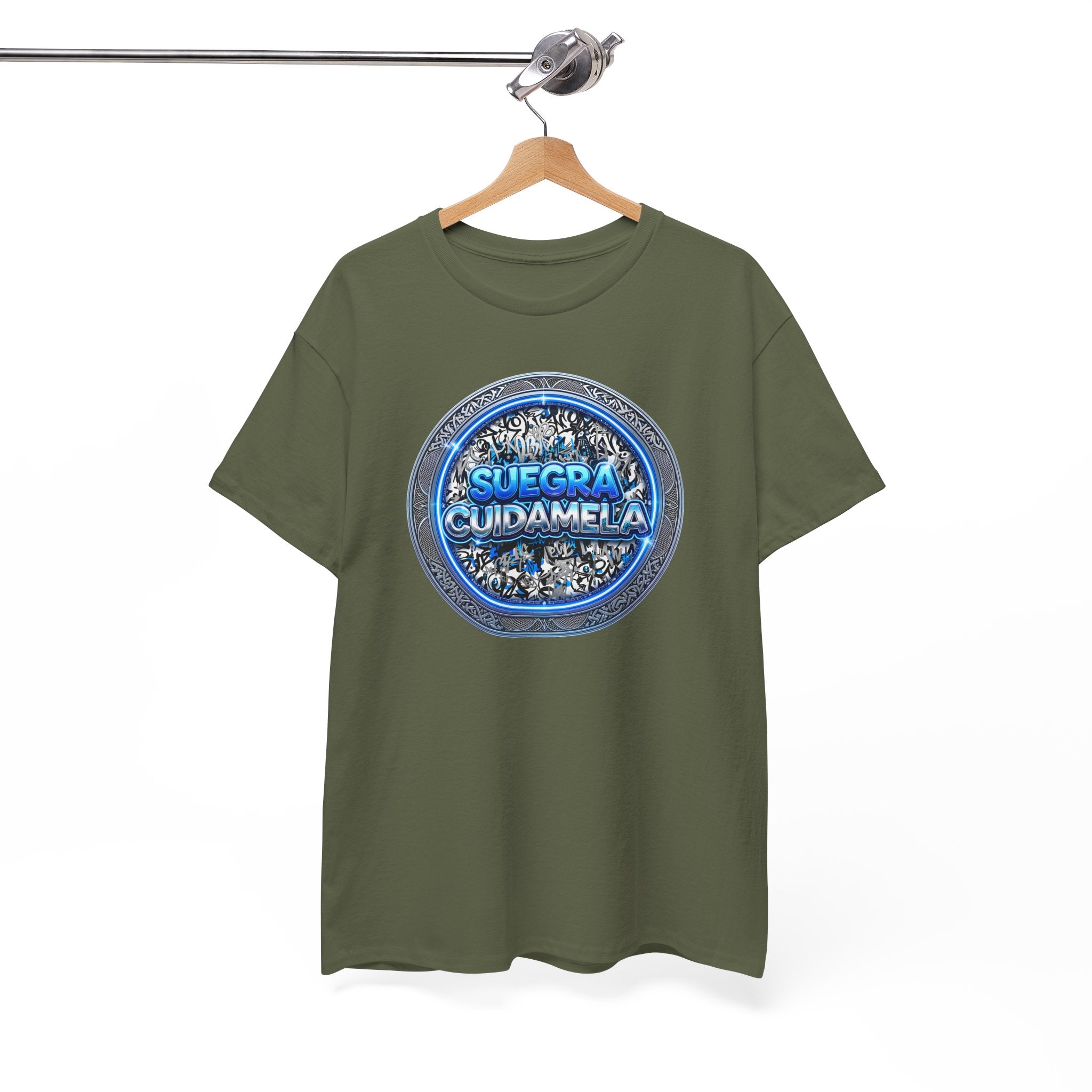 T-Shirt — Suegra Cuídame (Blue Floral Emblem)